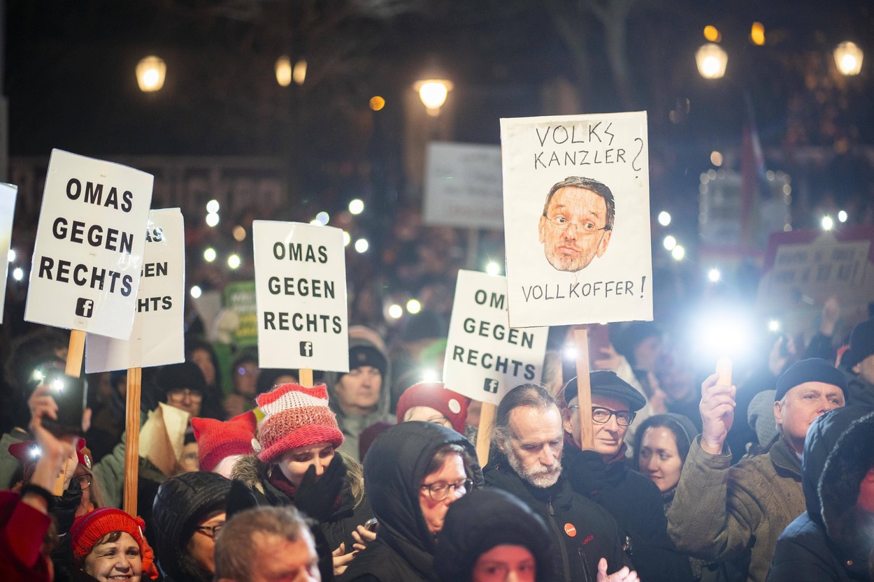 protest, avstrija, dunaj, skrajna desnica