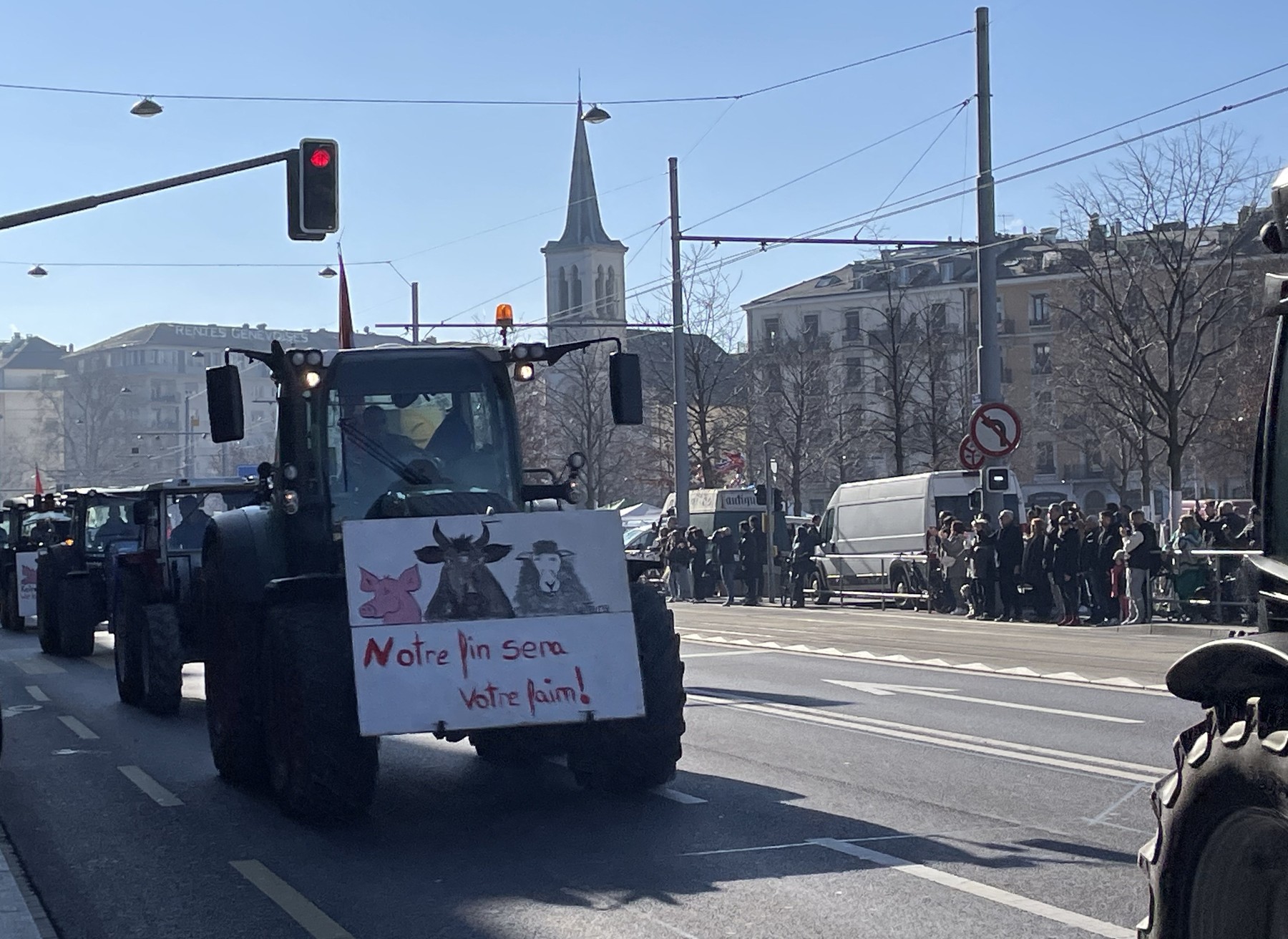 kmetje, protest, Ženeva, traktor