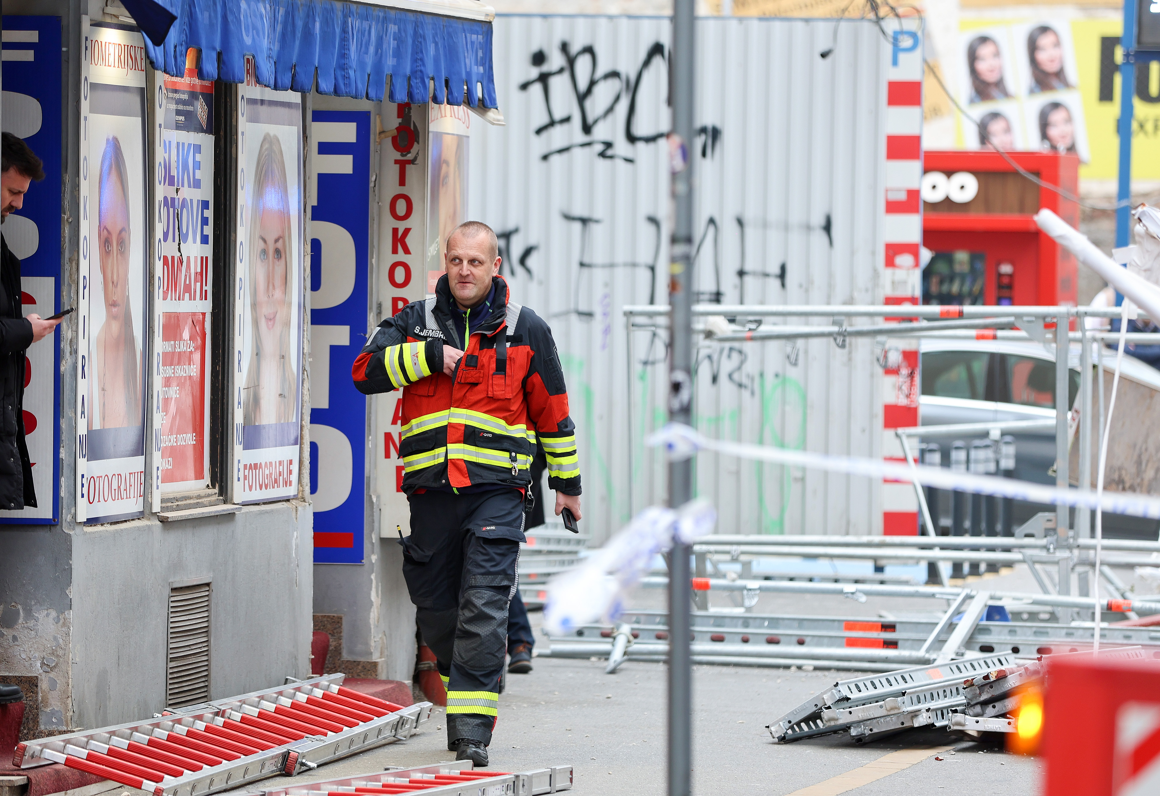 V Zagrebu se je podrl gradbeni oder (Foto: Neva Žganec/PIXSELL/BOBO)