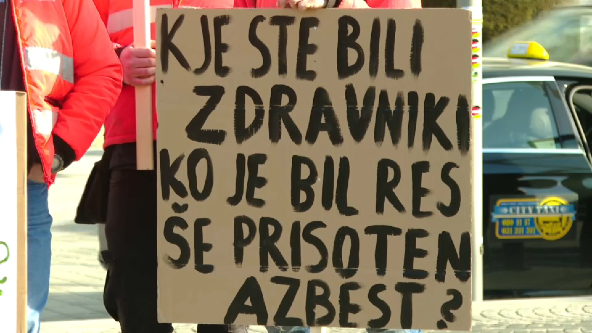 Protest delavcev Salonita Anhovo v Ljubljani (Foto: N1)