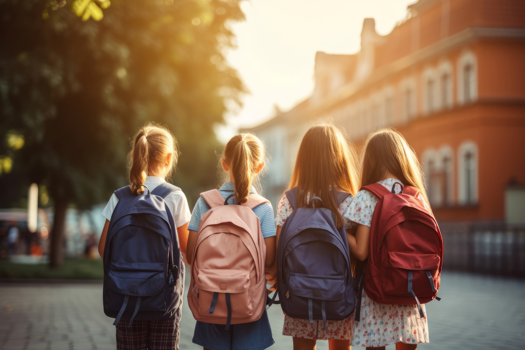 Children school bags. Generate Ai