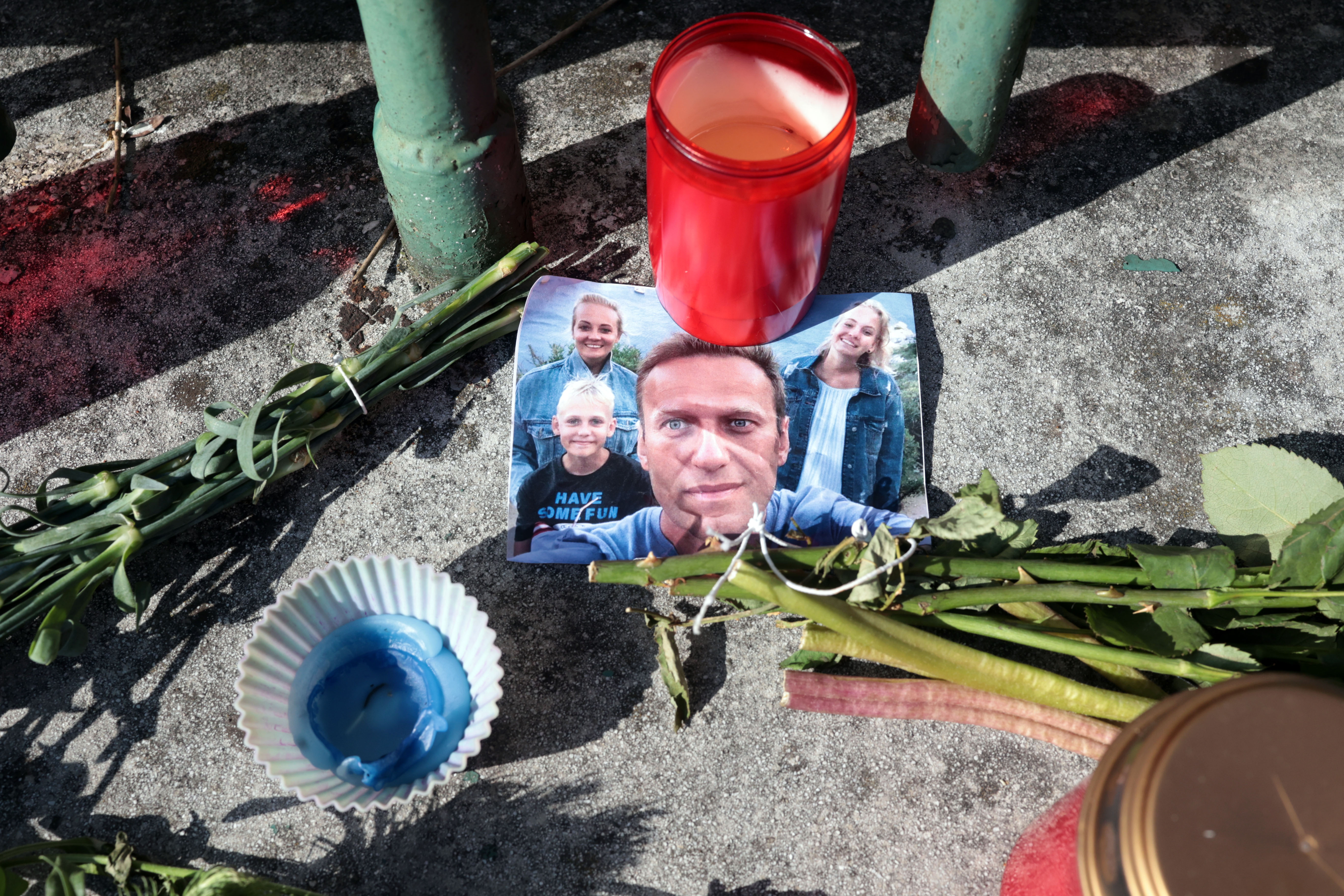 Sveče in cvetje pred nemškim veleposlaništvom v Ljubljani (Foto: Borut Živulović/BOBO)