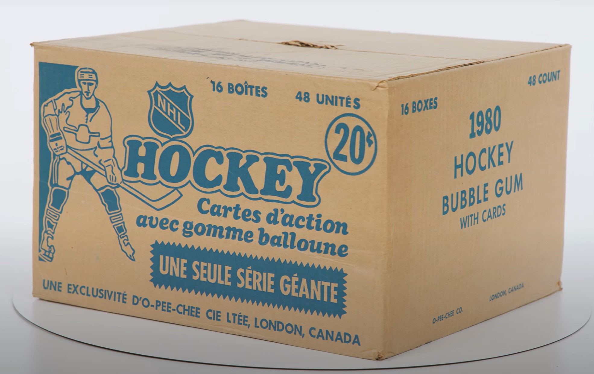 kartonska škatla, sličice, hokejisti, Kanada, zbirateljstvo, dražba, avkcija