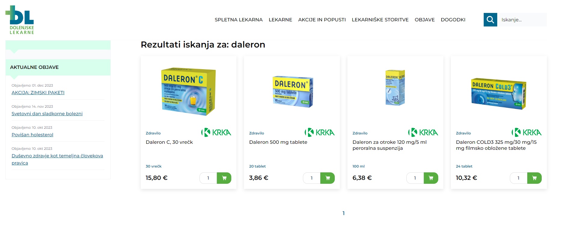 Foto: Dolenjske lekarne/posnetek zaslona