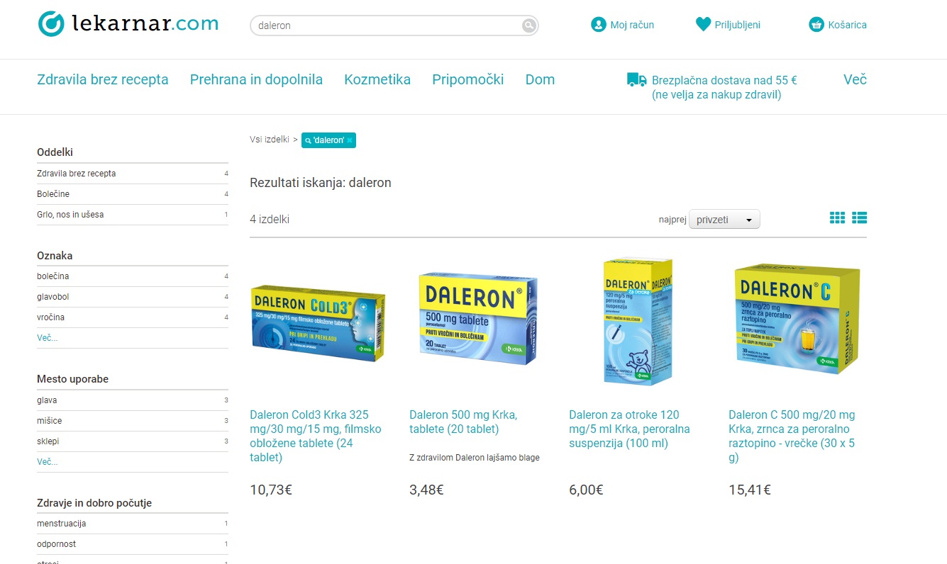 Foto: lekarnar.com/posnetek zaslona