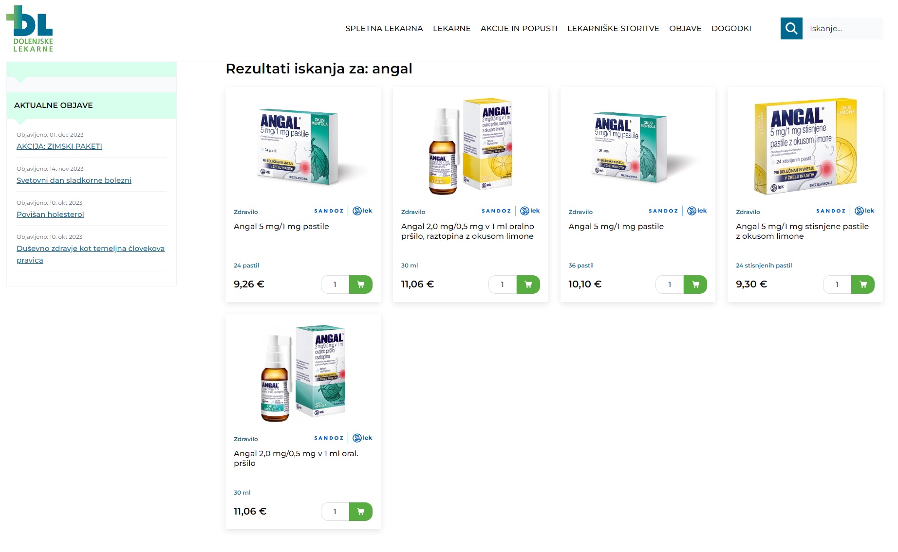 Foto: Dolenjske lekarne/posnetek zaslona