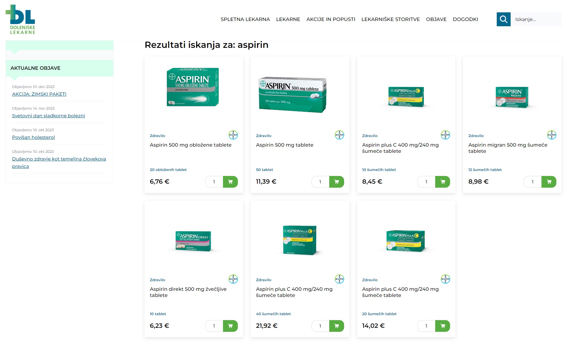 Foto: Dolenjske lekarne/posnetek zaslona