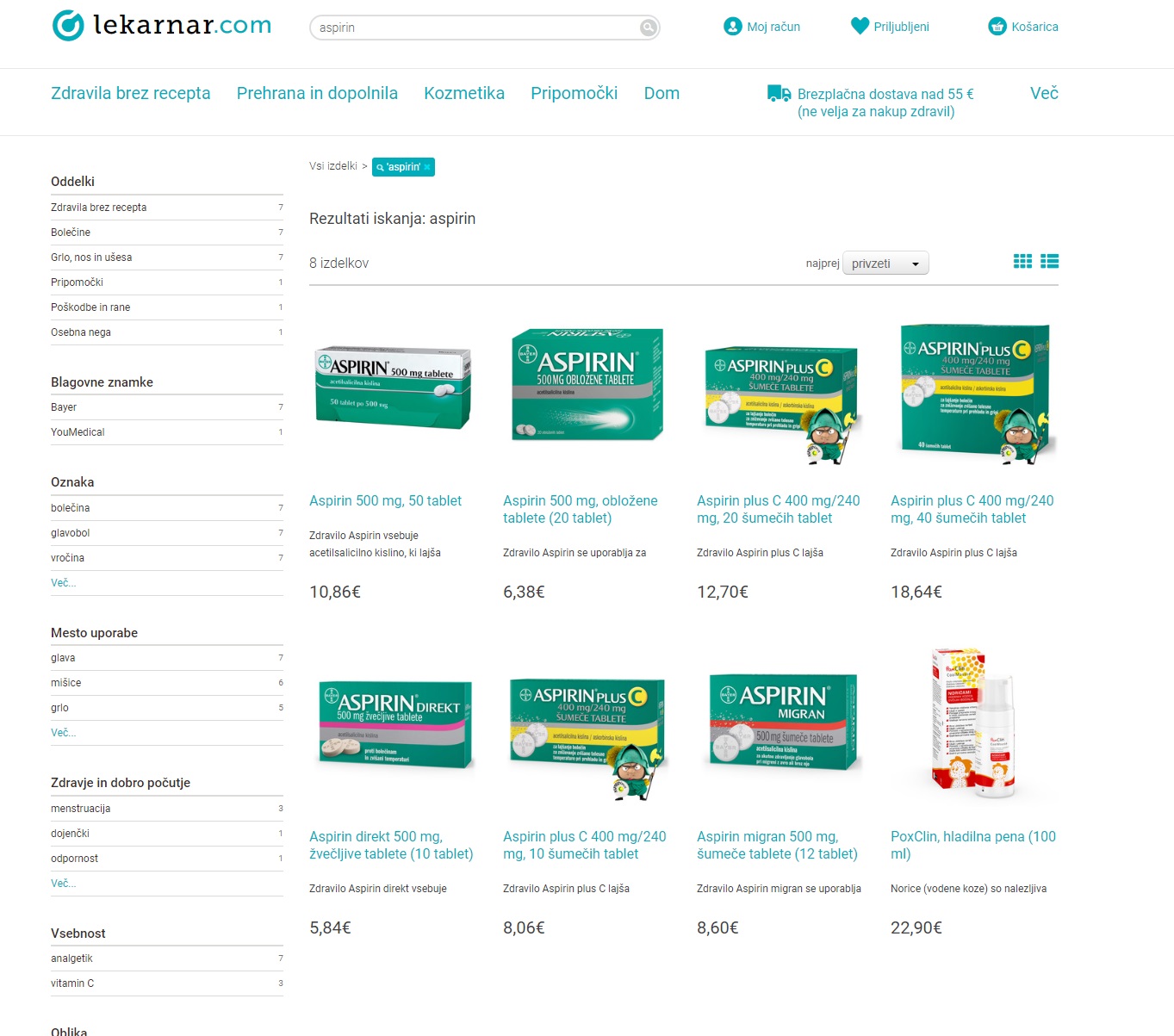 Foto: lekarnar.com/posnetek zaslona