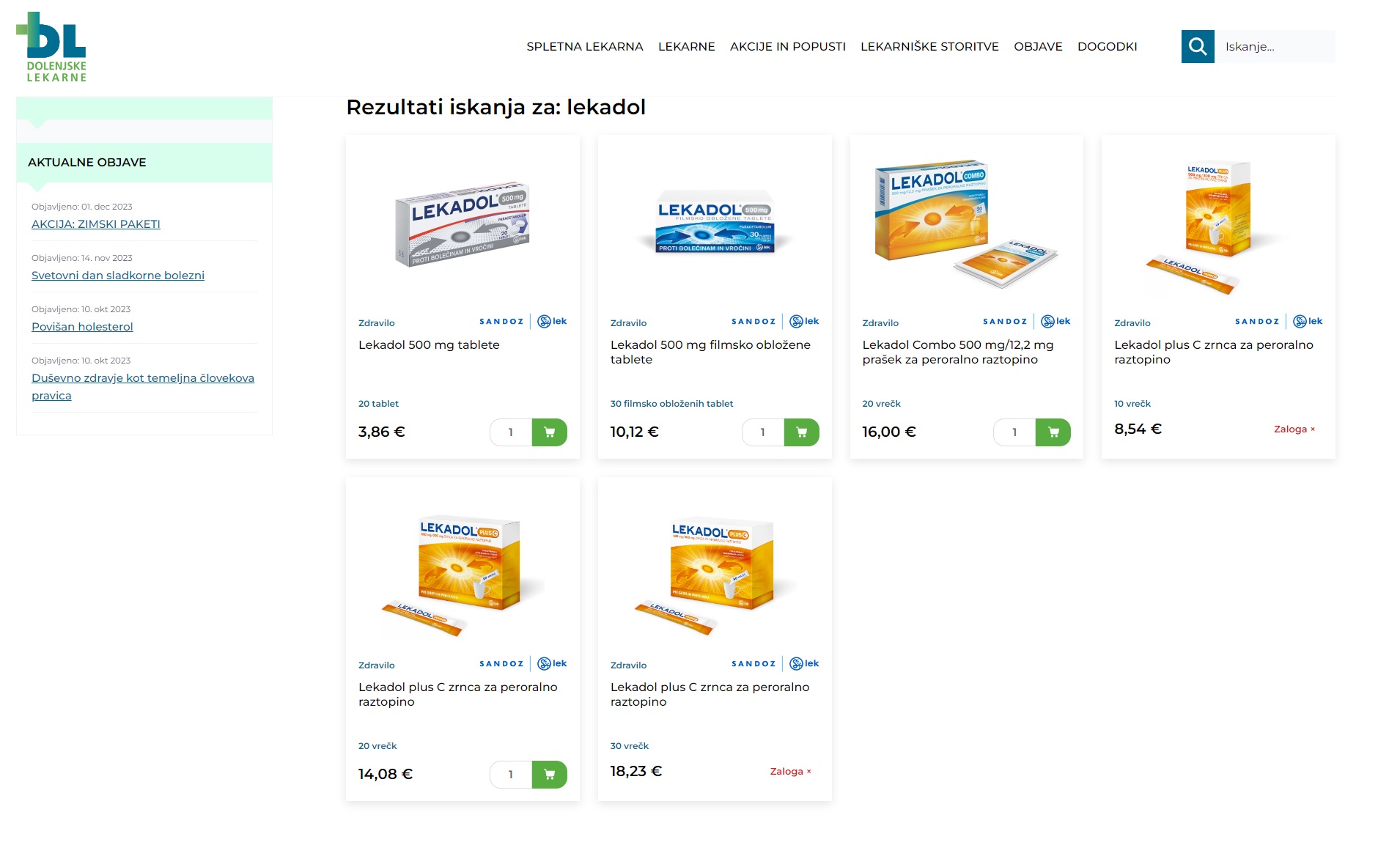 Foto: Dolenjske lekarne/posnetek zaslona