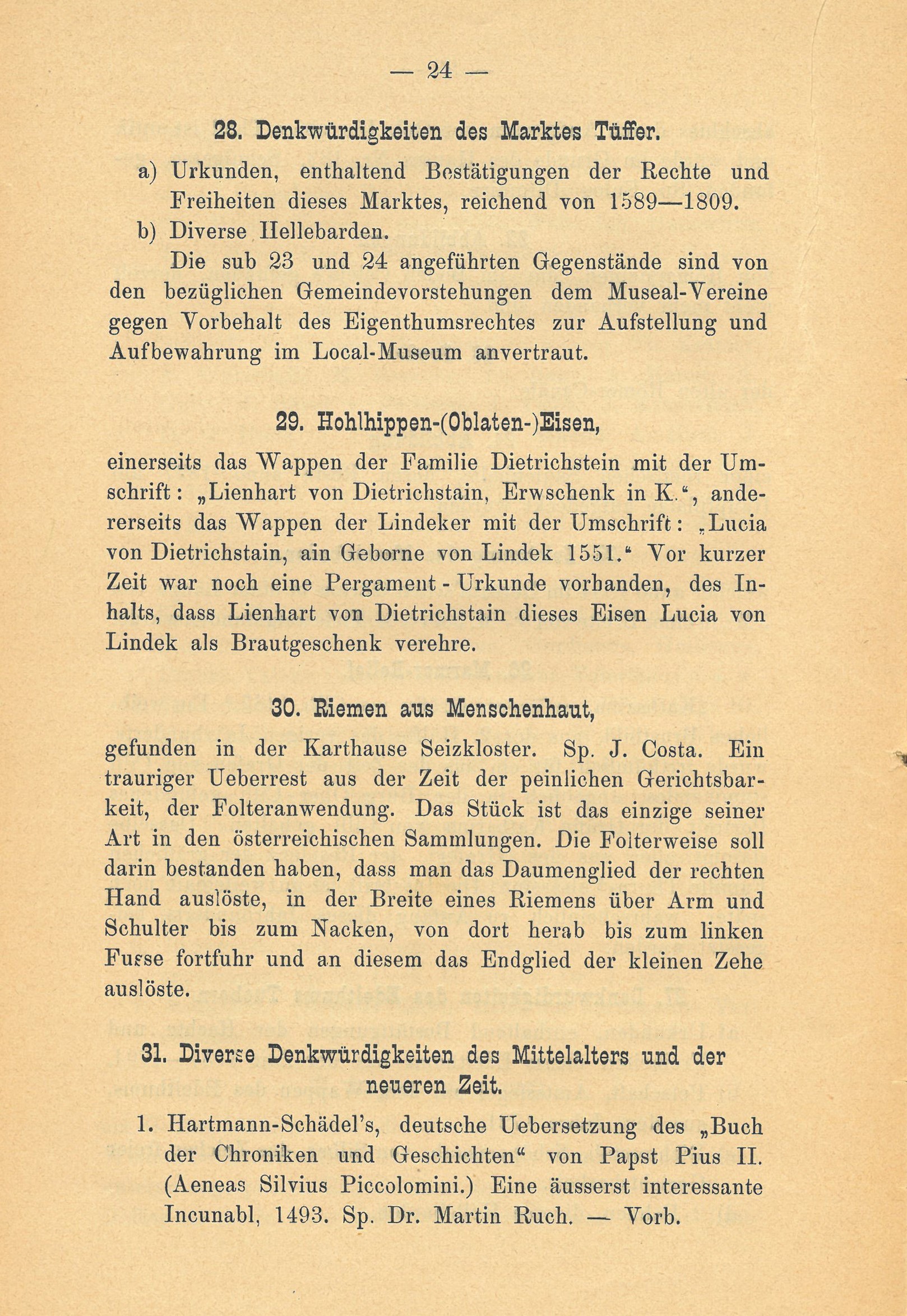 Pokrajinski muzej Celje, vodnik, naslovnica, jermen iz človeške kože