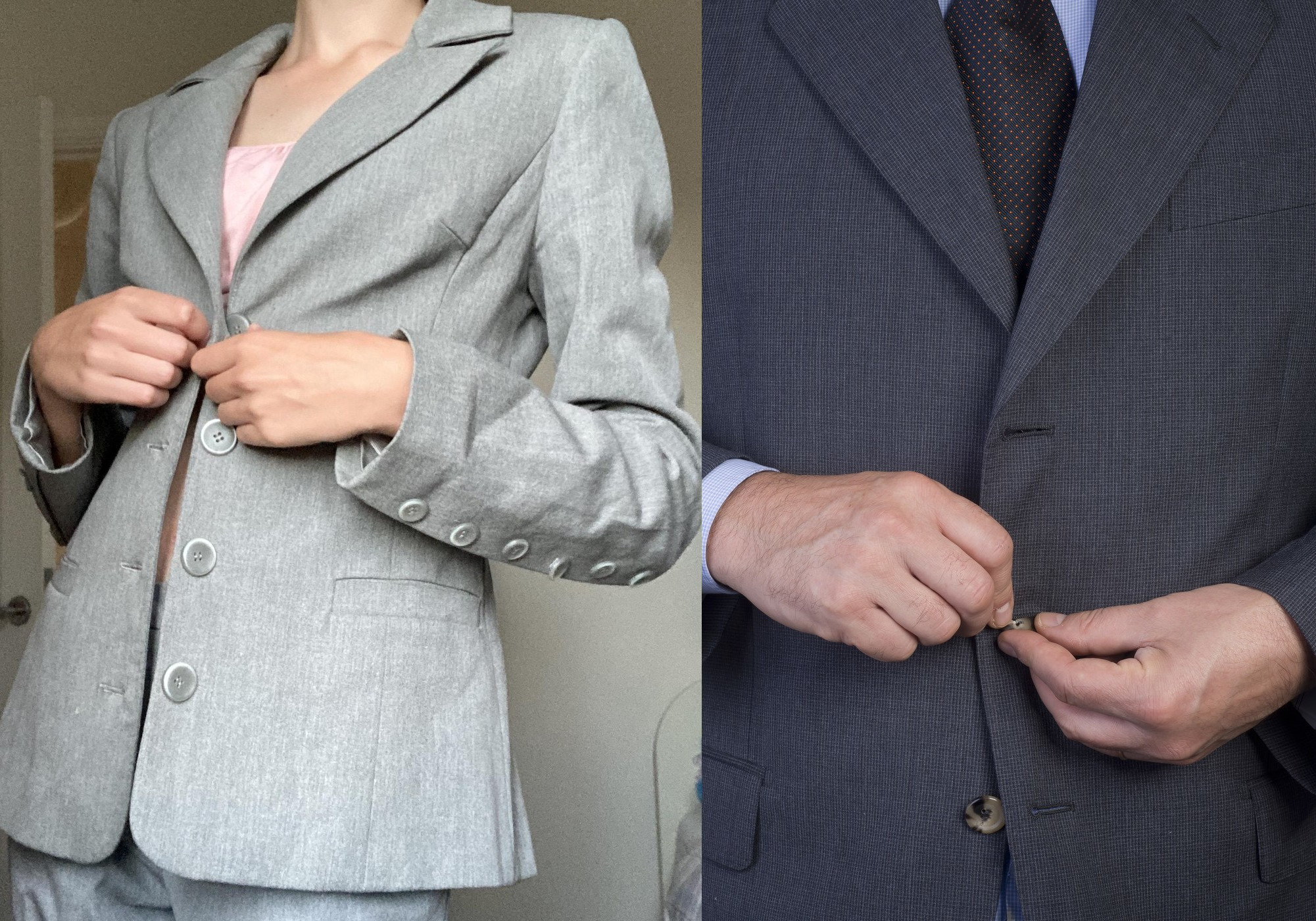 gumbi, zapenjanje gumbov, moški, ženska