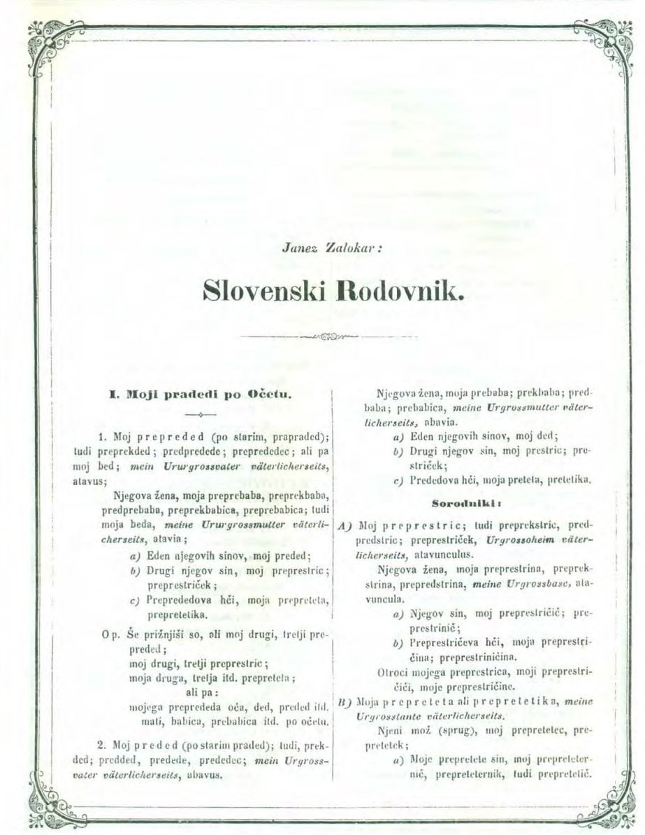 Slovenski Rodovnik, Janez Zalokar, rodoslovje