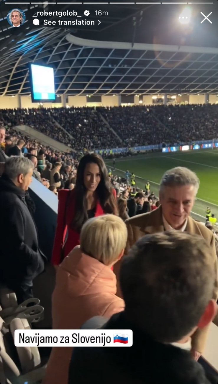 robert golob, tina gaber, nogometna tekma, stožice