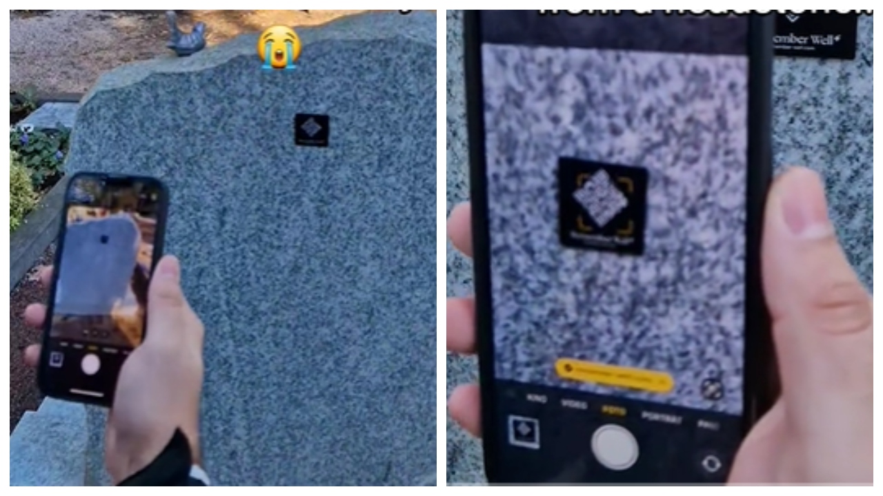 QR koda, spomenik, grob