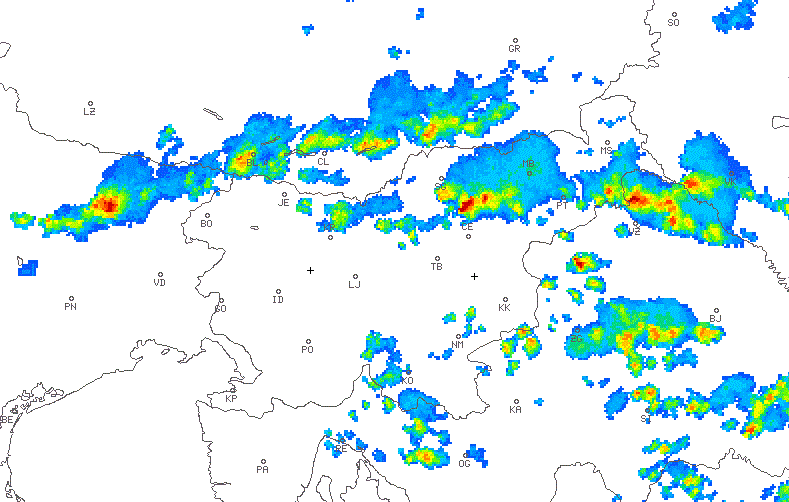 Radarska slika padavin