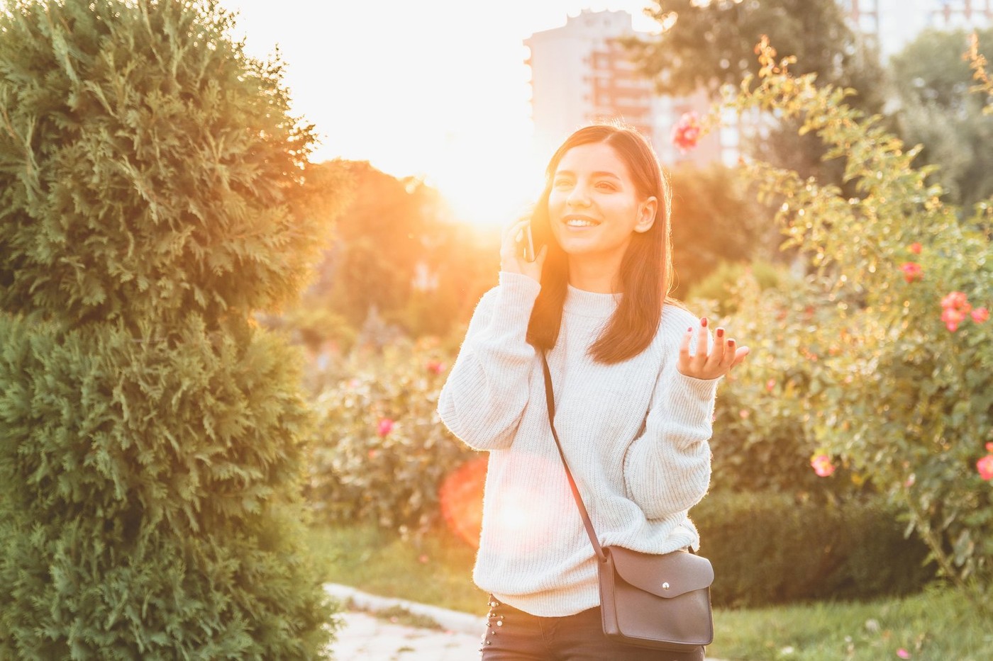 pomlad, ženska, telefon