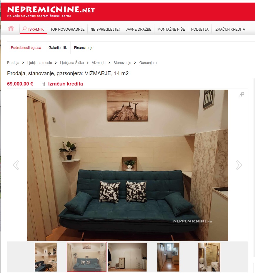 Prodaja garsonjere Vižmarje