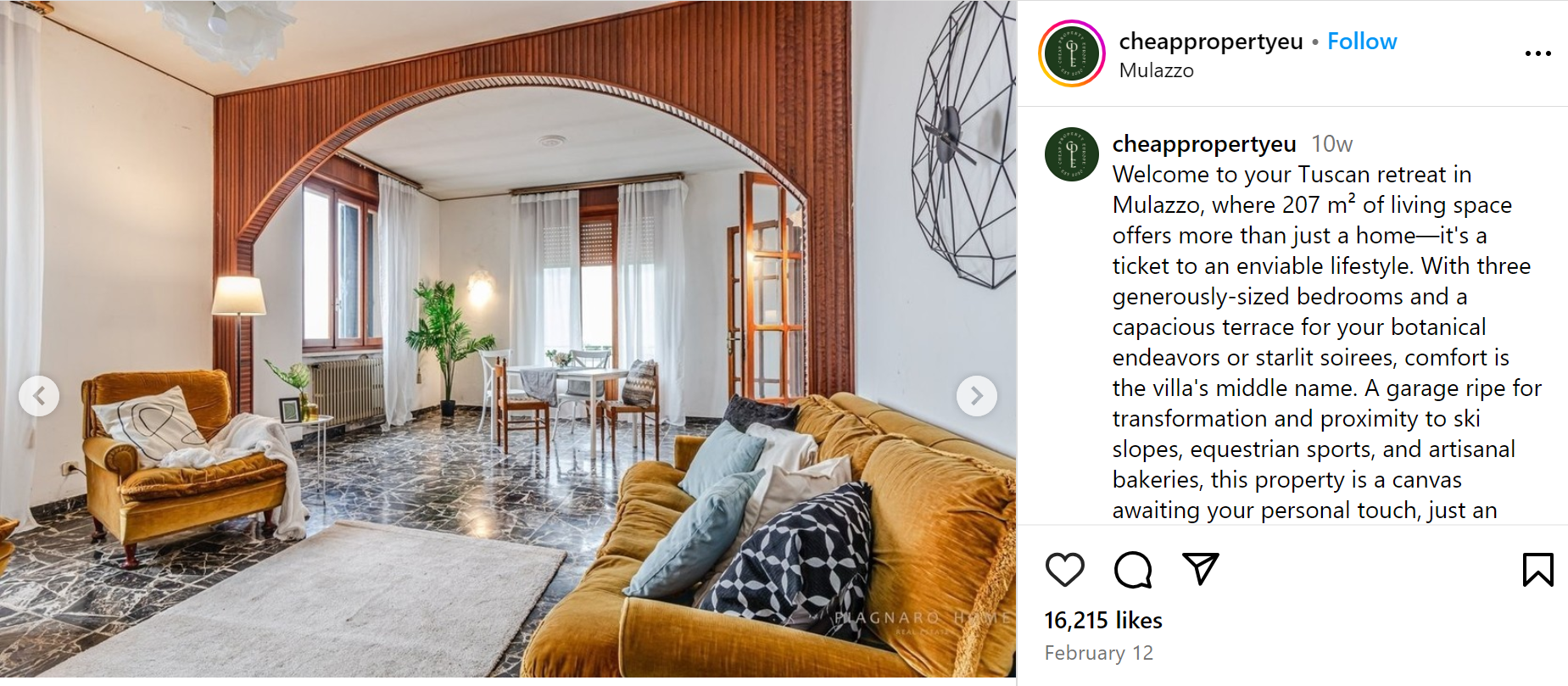 Foto: Zajem zaslona/Instagram/cheappropertyeu