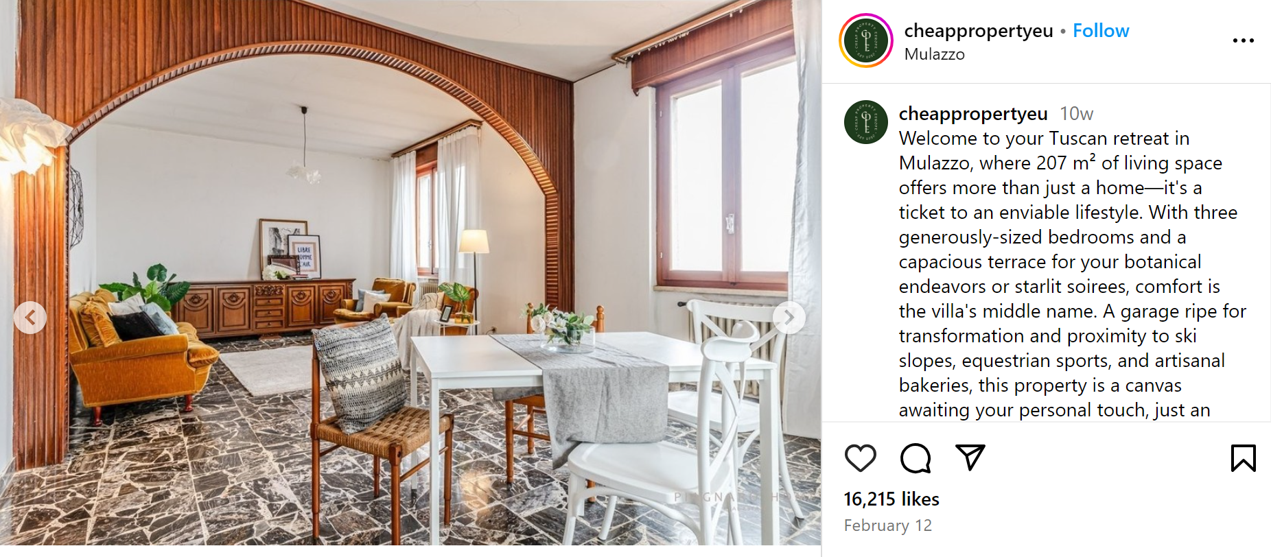 Foto: Zajem zaslona/Instagram/cheappropertyeu