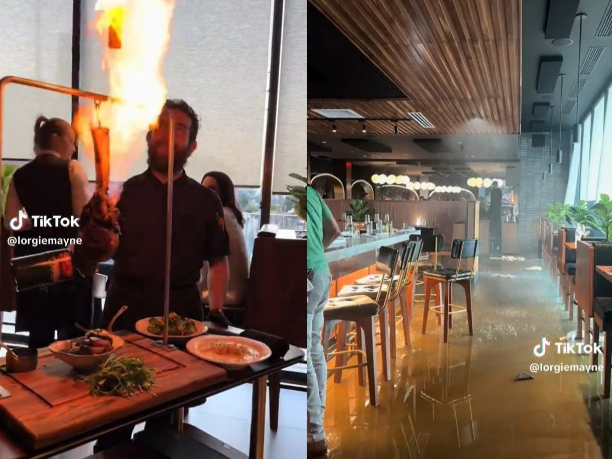 natakar, restavracija, ogenj