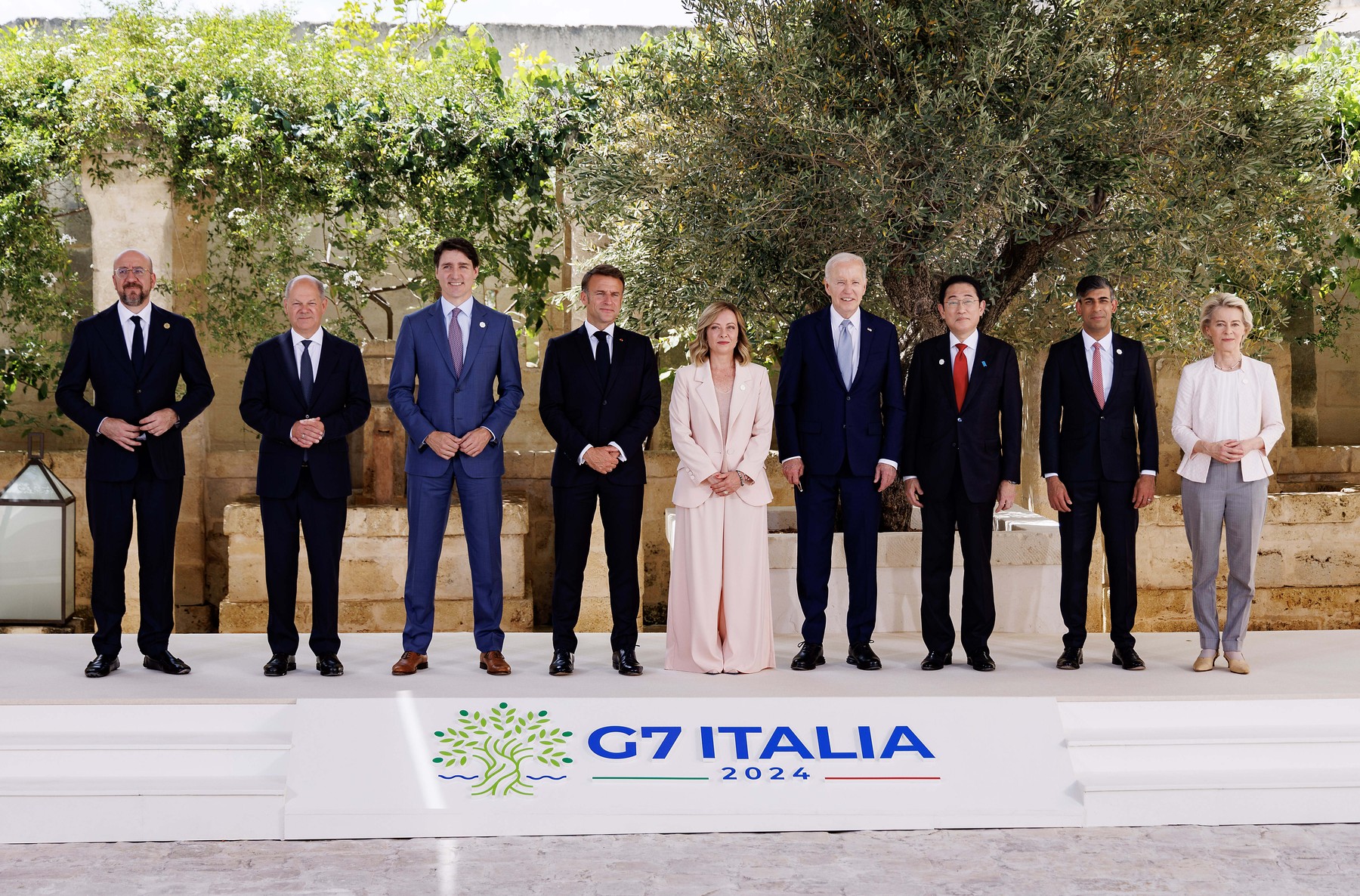 vrh G7, Giorgia Meloni, Olaf Scholz, Emmanuel Macron, Fumio Kishida, Ursula von der Leyen, Joe Biden, Rishi Sunak