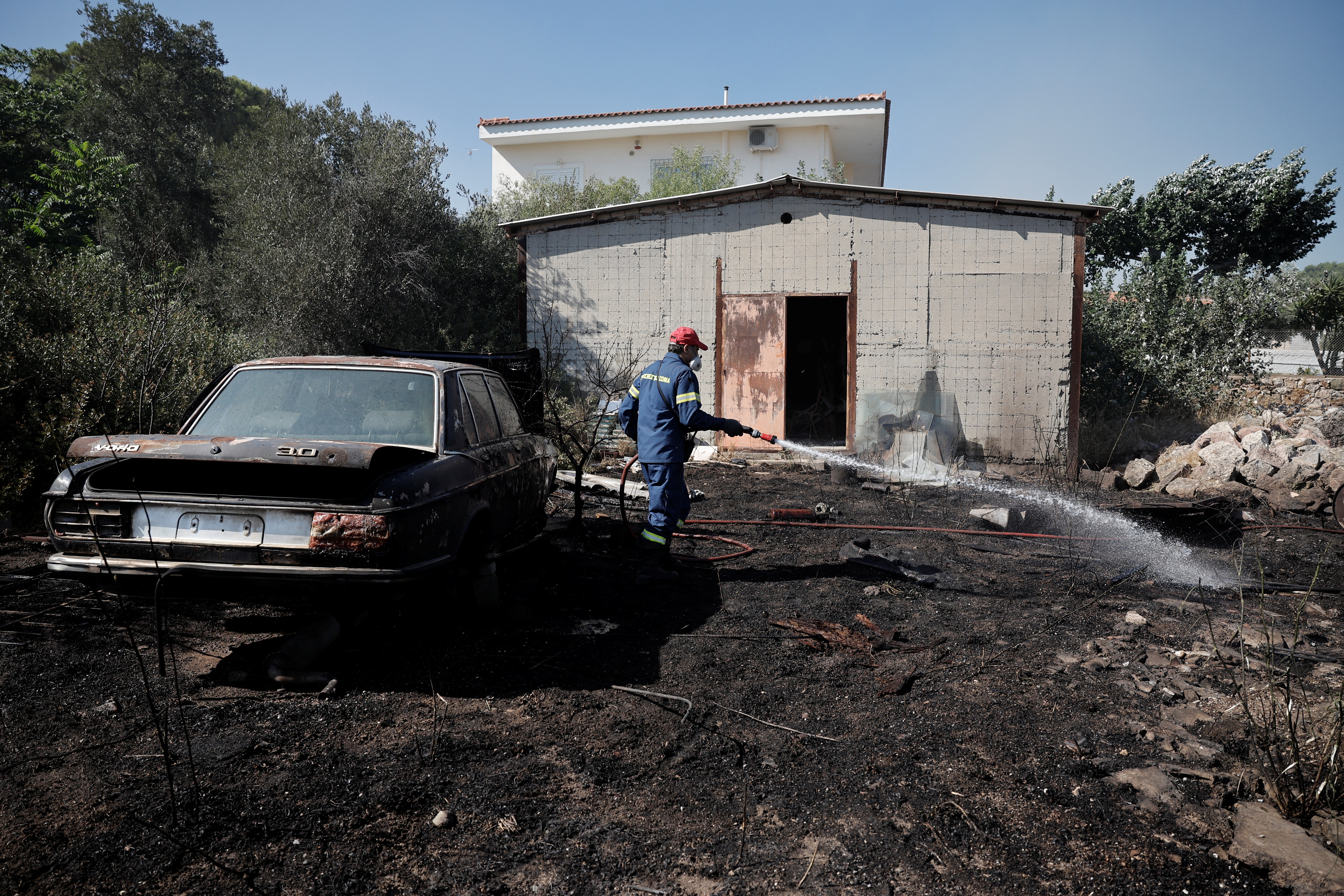 Gozdni požar v kraju Koropi v Grčiji