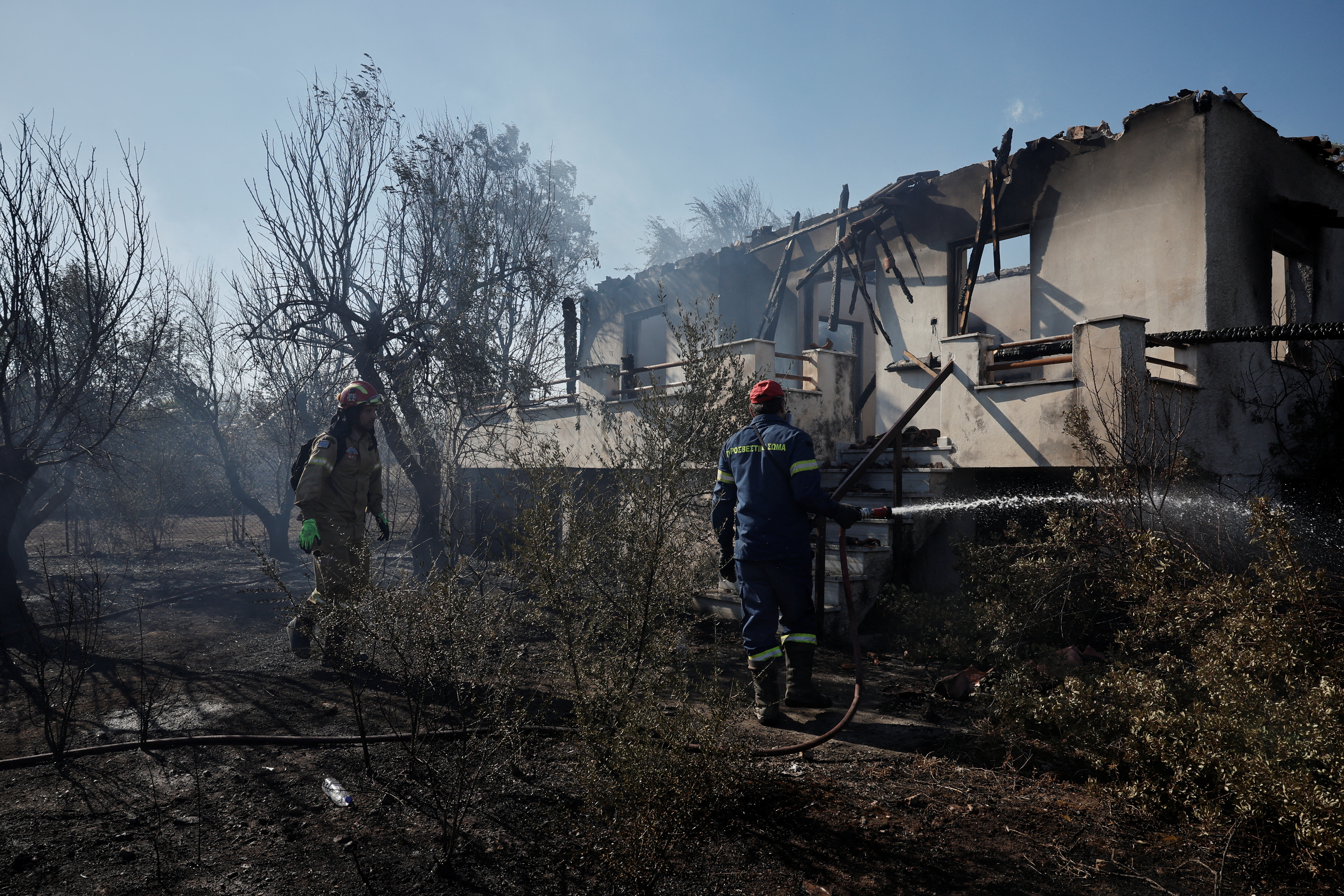 Gozdni požar v kraju Koropi v Grčiji