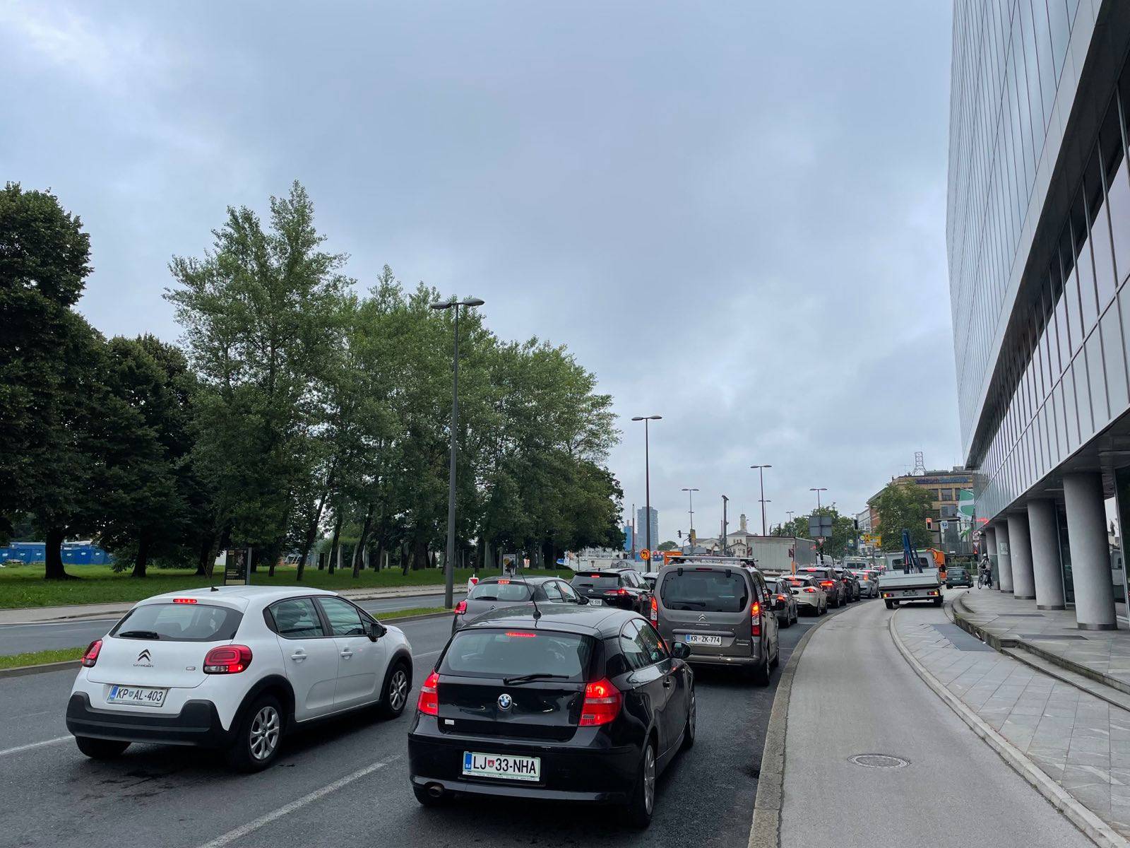 Zastoji zaradi zapore na Dunajski (Foto: N1)