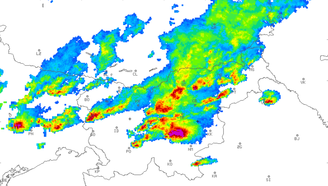 Radarska slika padavin