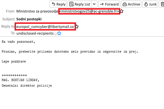 lažno sporočilo, email, policija, spam pošta