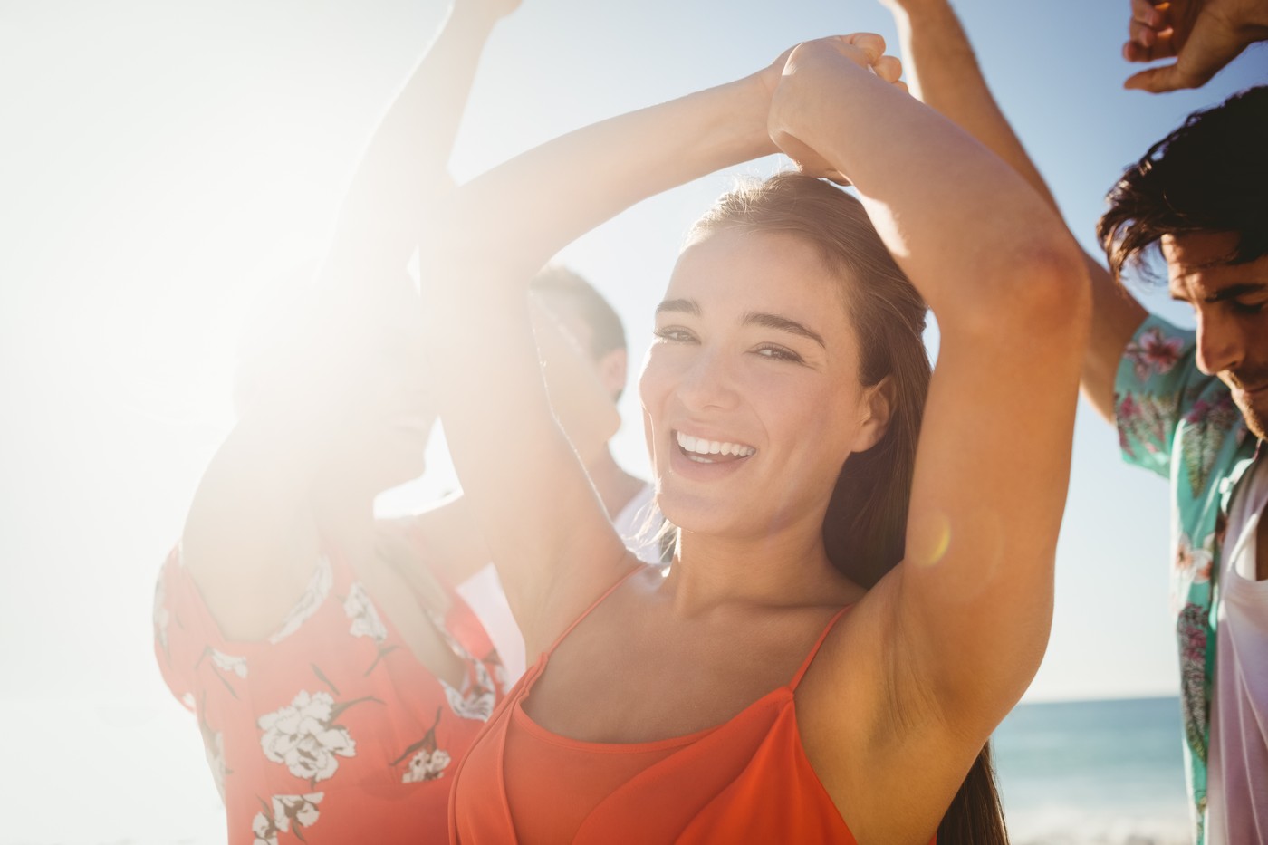 poletje, prijatelji, plaža, veselje