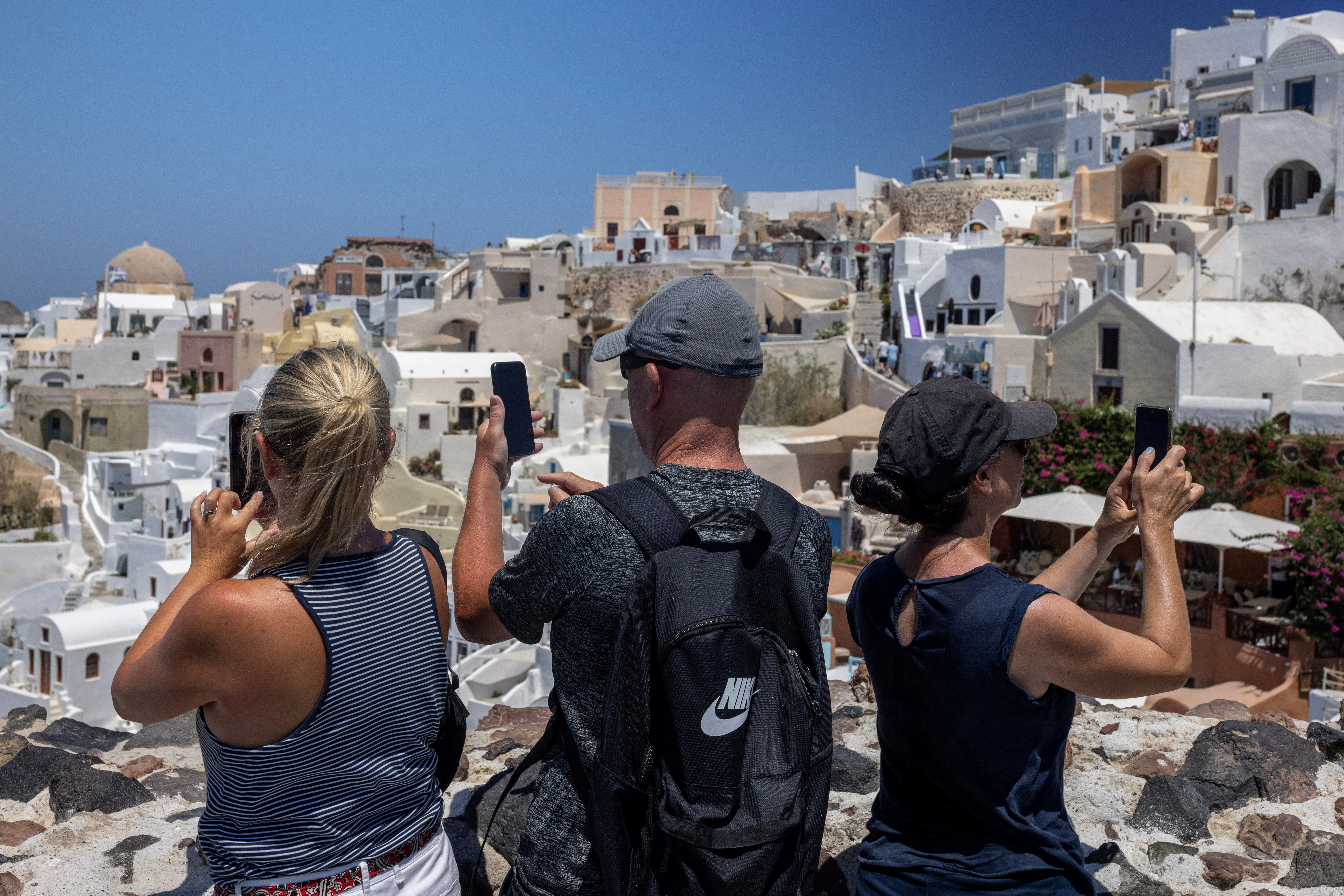 santorini, grčija, gneča, turizem