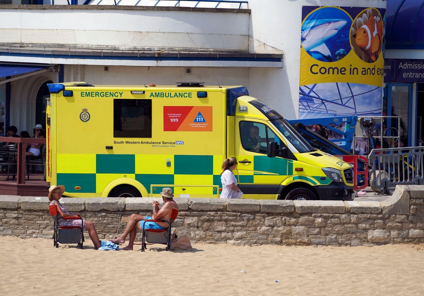 A ambulance drives along the promenade in Bournemouth. Britons are set to melt on the hottest UK day on record as temperatures are predicted to hit 40C. Picture date: Tuesday July 19, 2022.