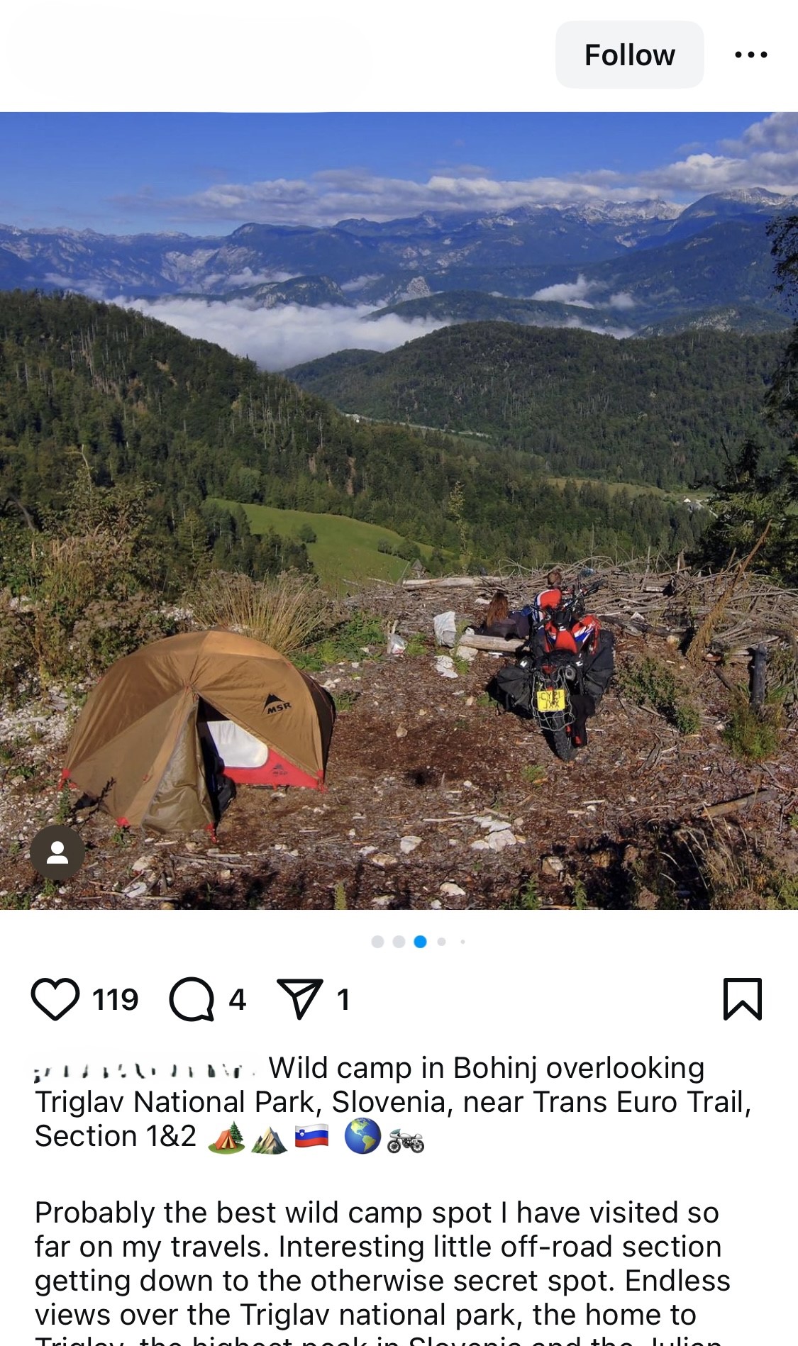 Foto: Instagram/#Slovenia#wildcamping