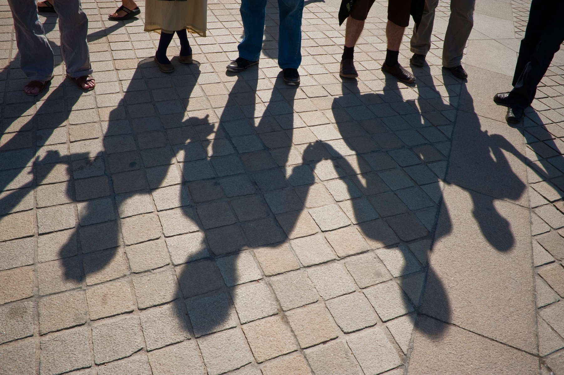 Paris, France, People Protesting Nuclear Energy, Human Chain, People's Shadows Ground,