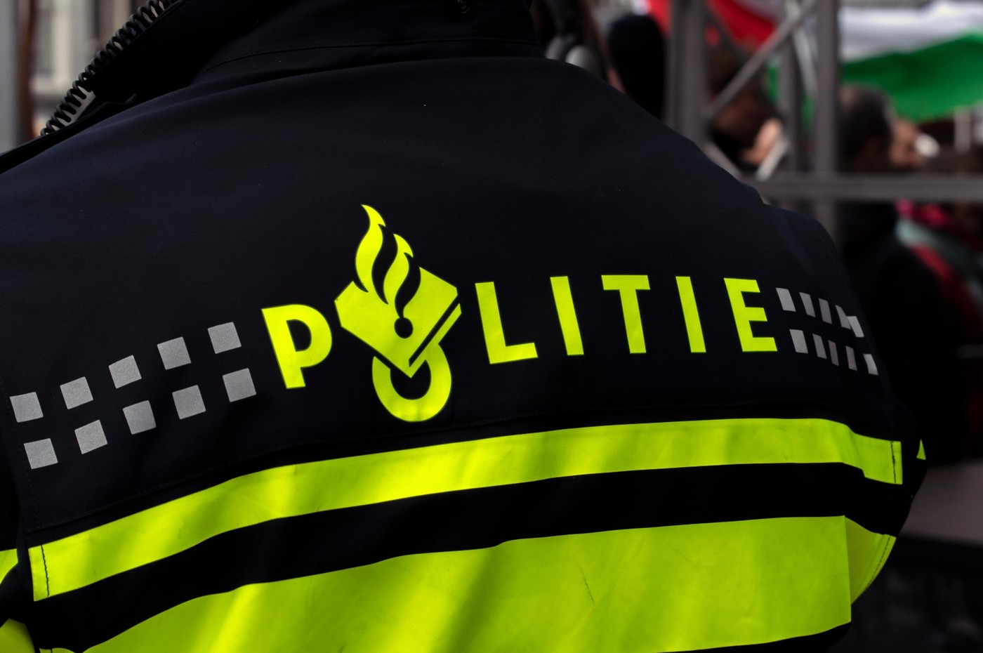 Police Logo On The Back At Amsterdam The Netherlands 2019