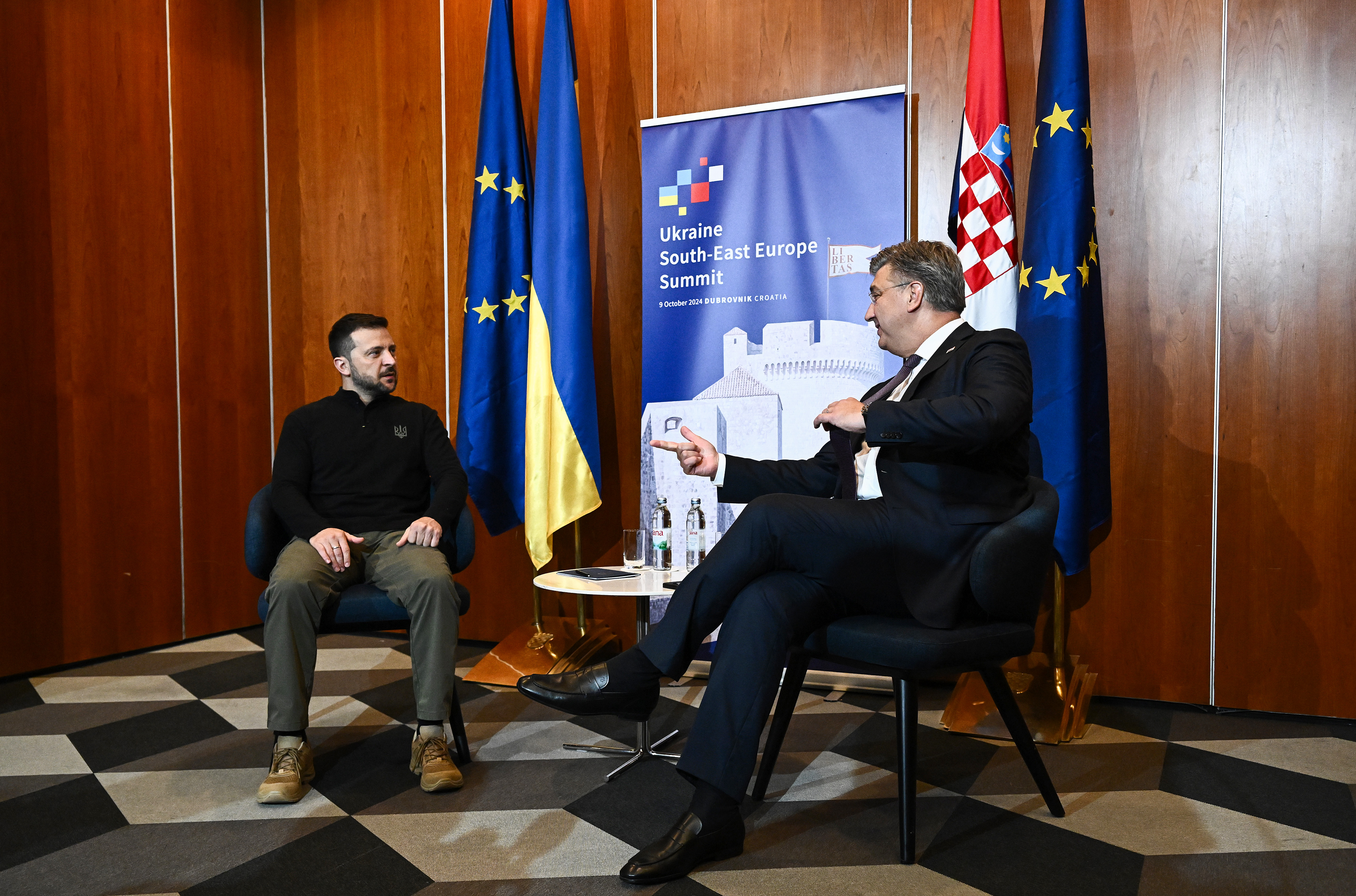 Zelenski se je v Dubrovniku srečal s Plenkovićem. (Foto: Marko Lukunic/PIXSELL/F.A.BOBO)