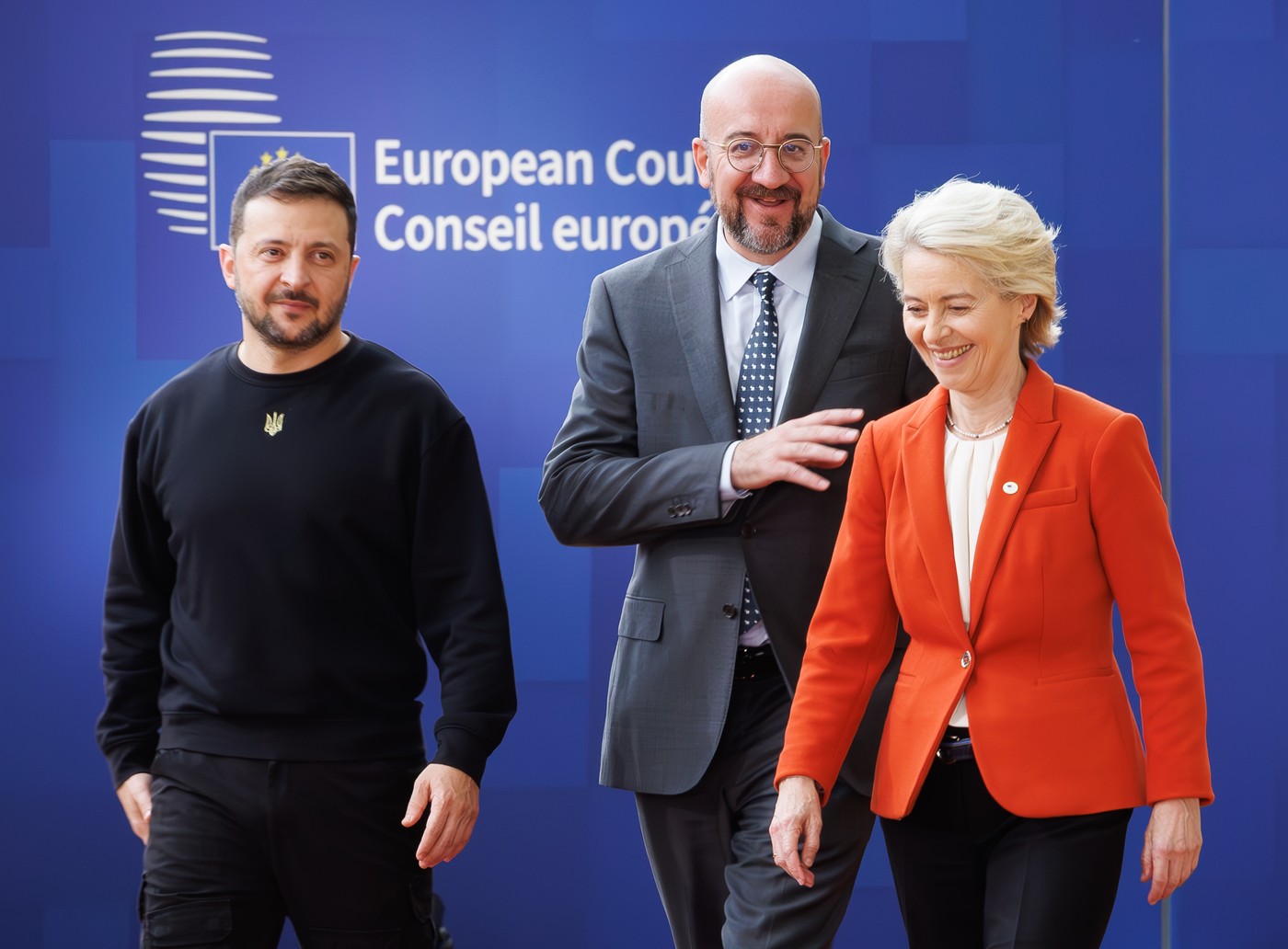 volodimir zelenski, charles michel, ursula von der leyen