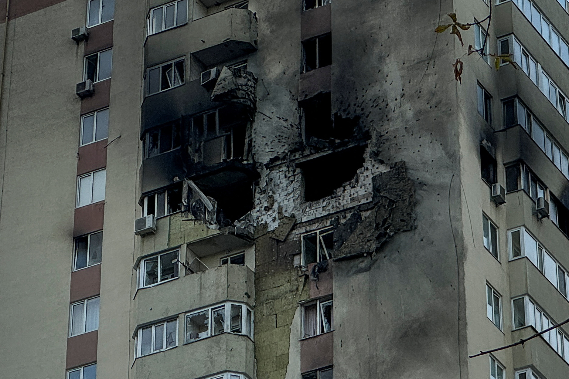 Aftermath of a Russian drone attack in Kyiv