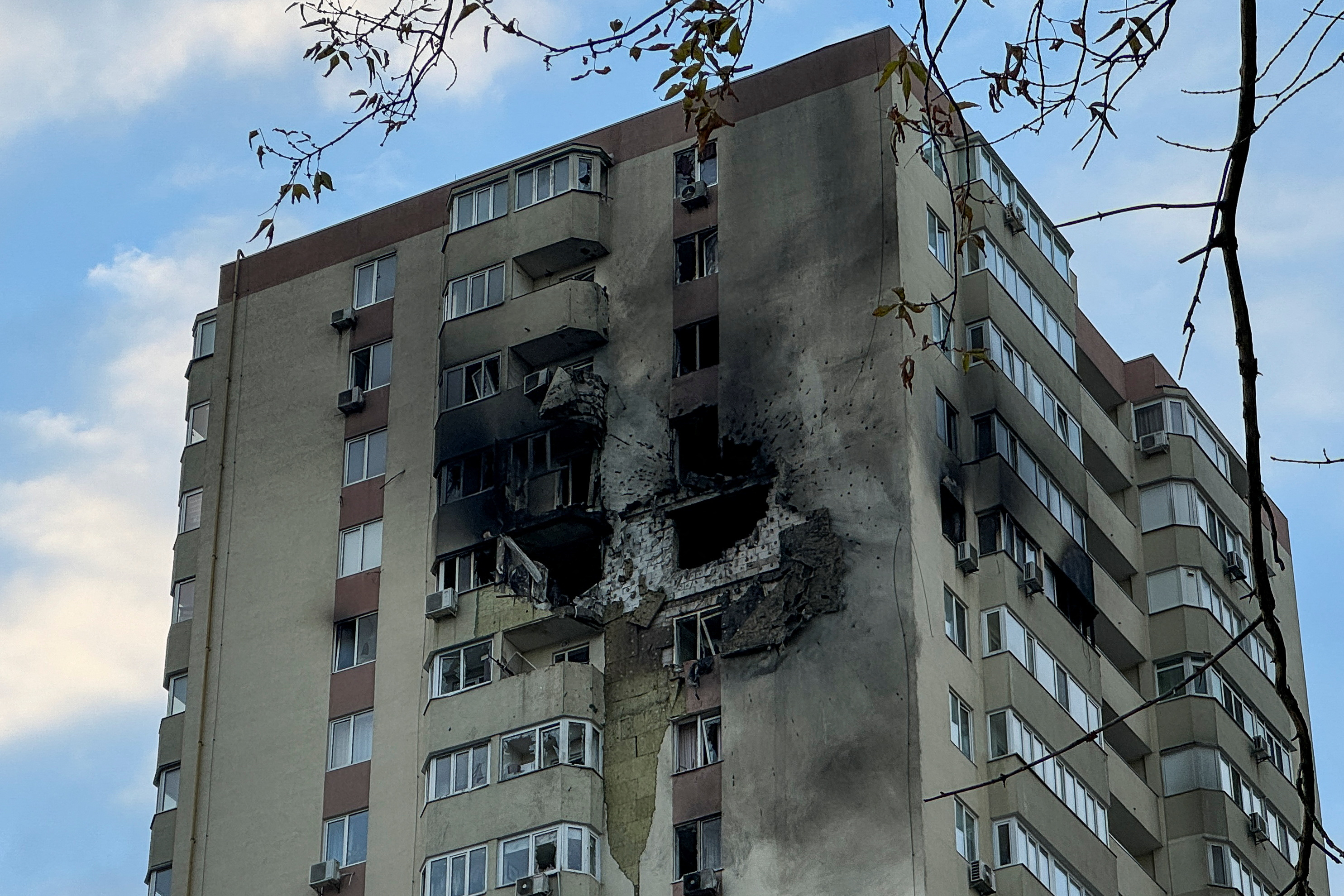 Aftermath of a Russian drone attack in Kyiv