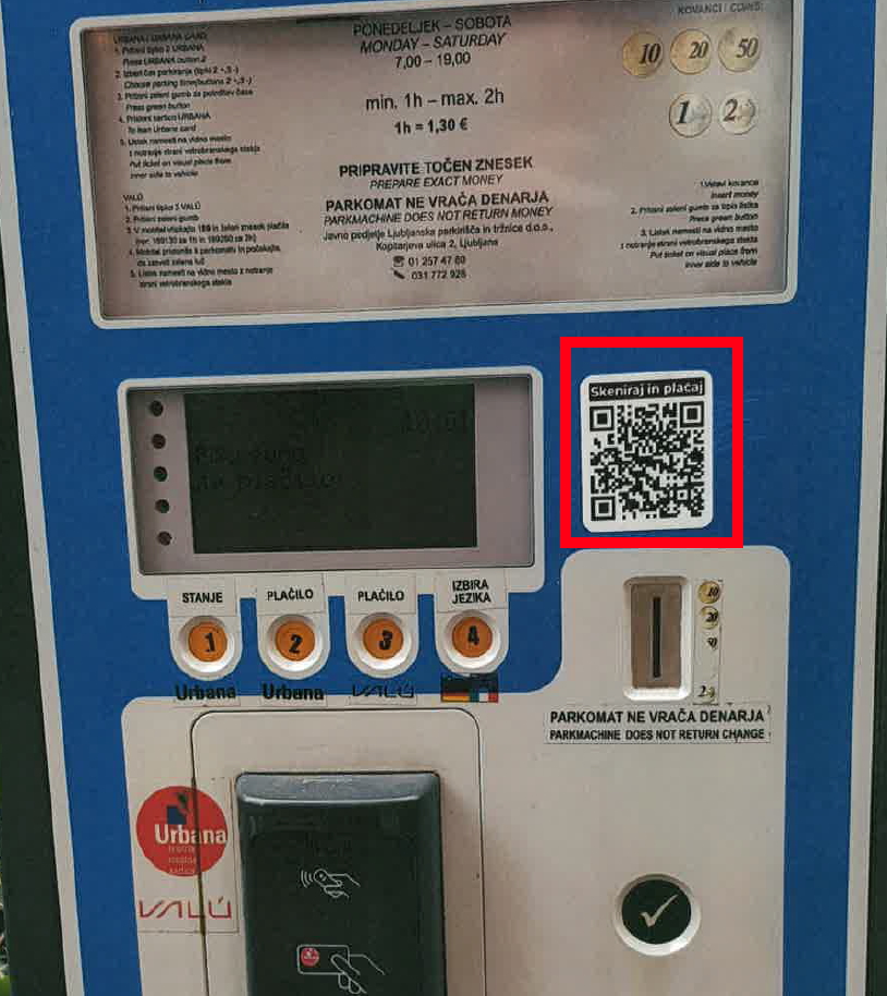 parkirni avtomat, lažna nalepka