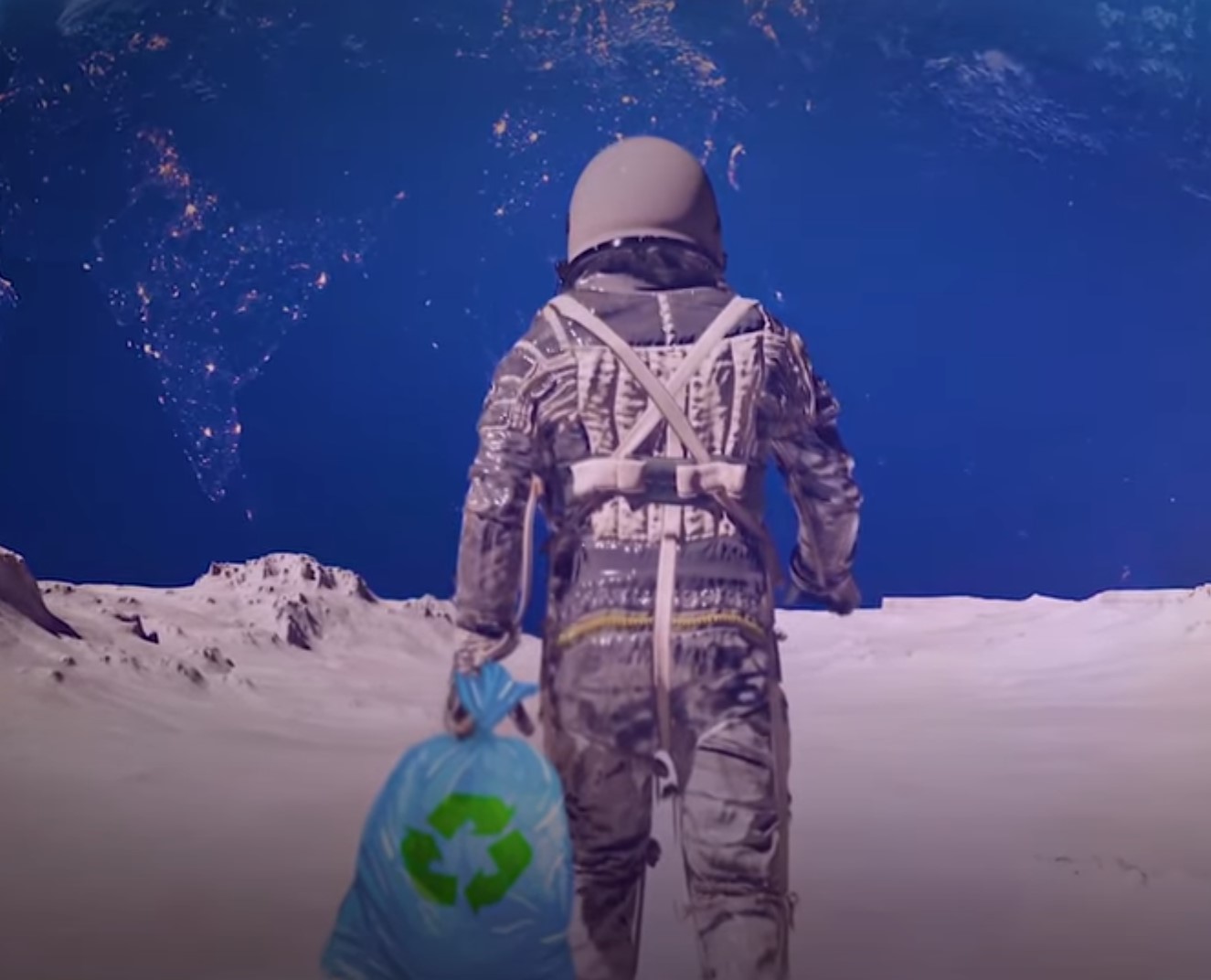 astronavt, vrečka za smeti, odpadki, recikliranje, Luna, vesolje