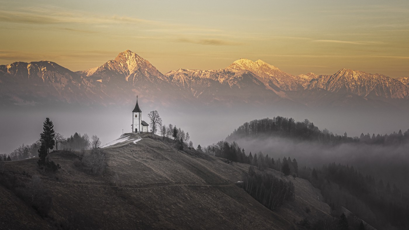 Golden skies above St. Primoz and Felicijan Church