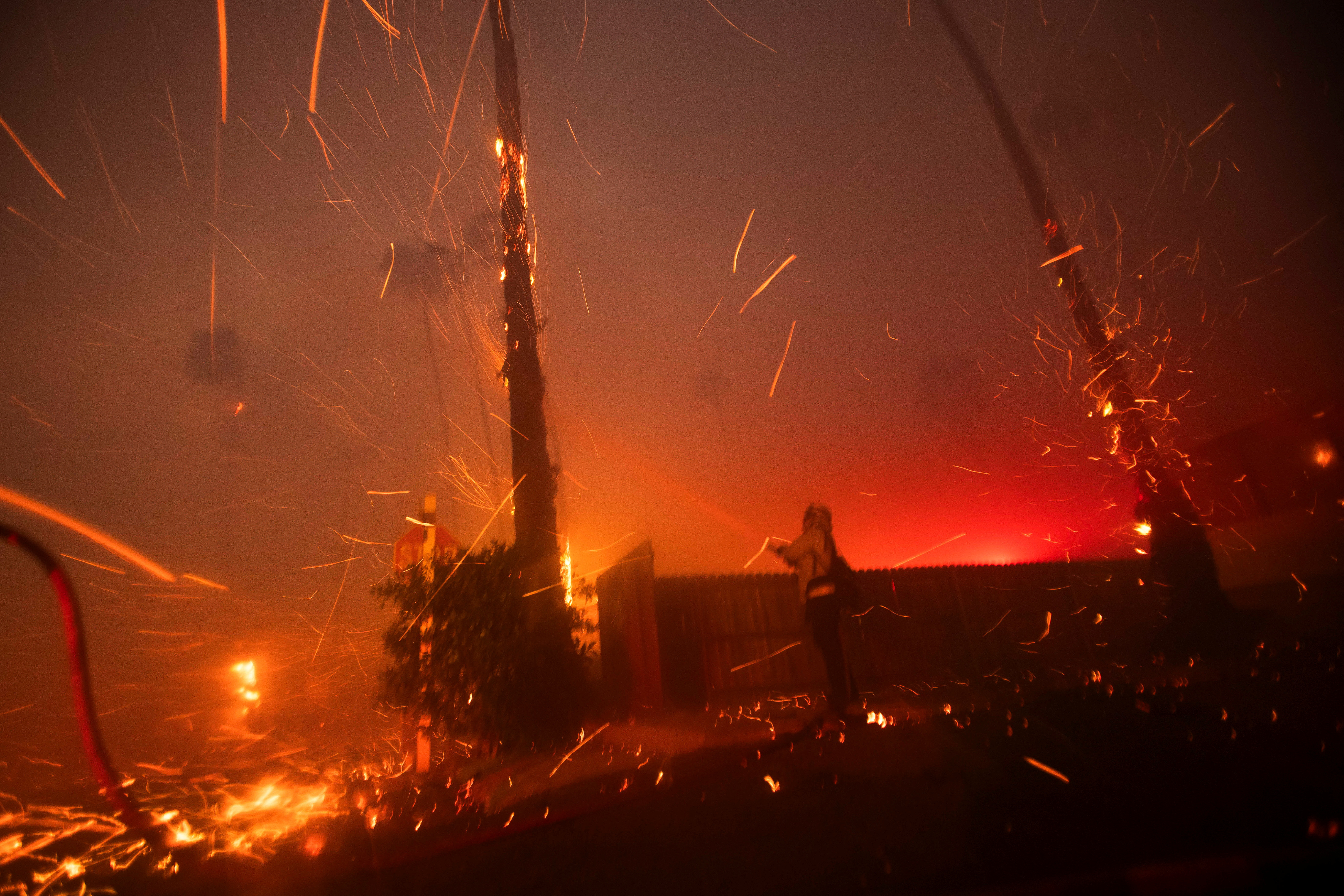 Palisades Fire burns during a windstorm on the west side of Los Angeles