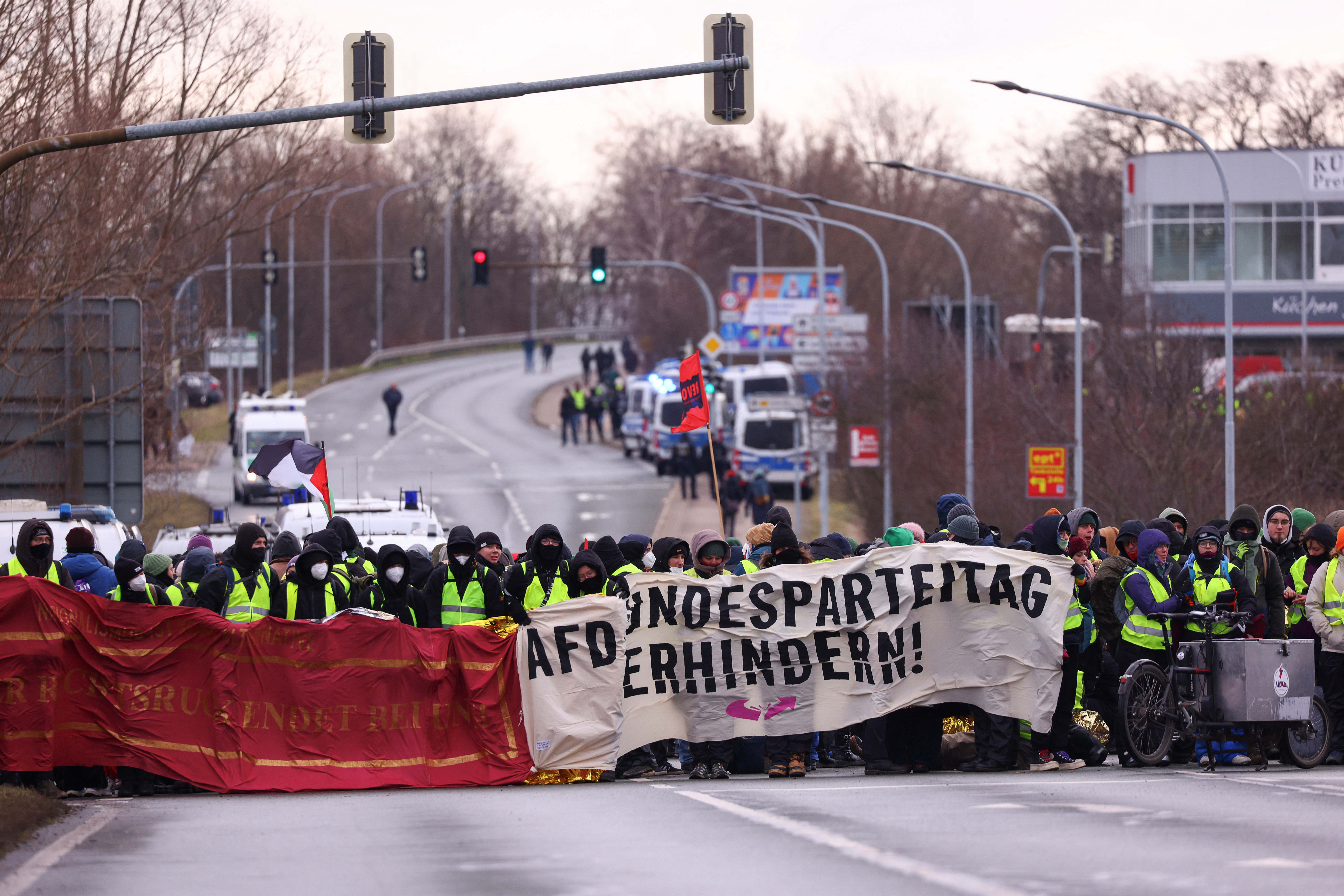afd, protest, riesa, nemčija