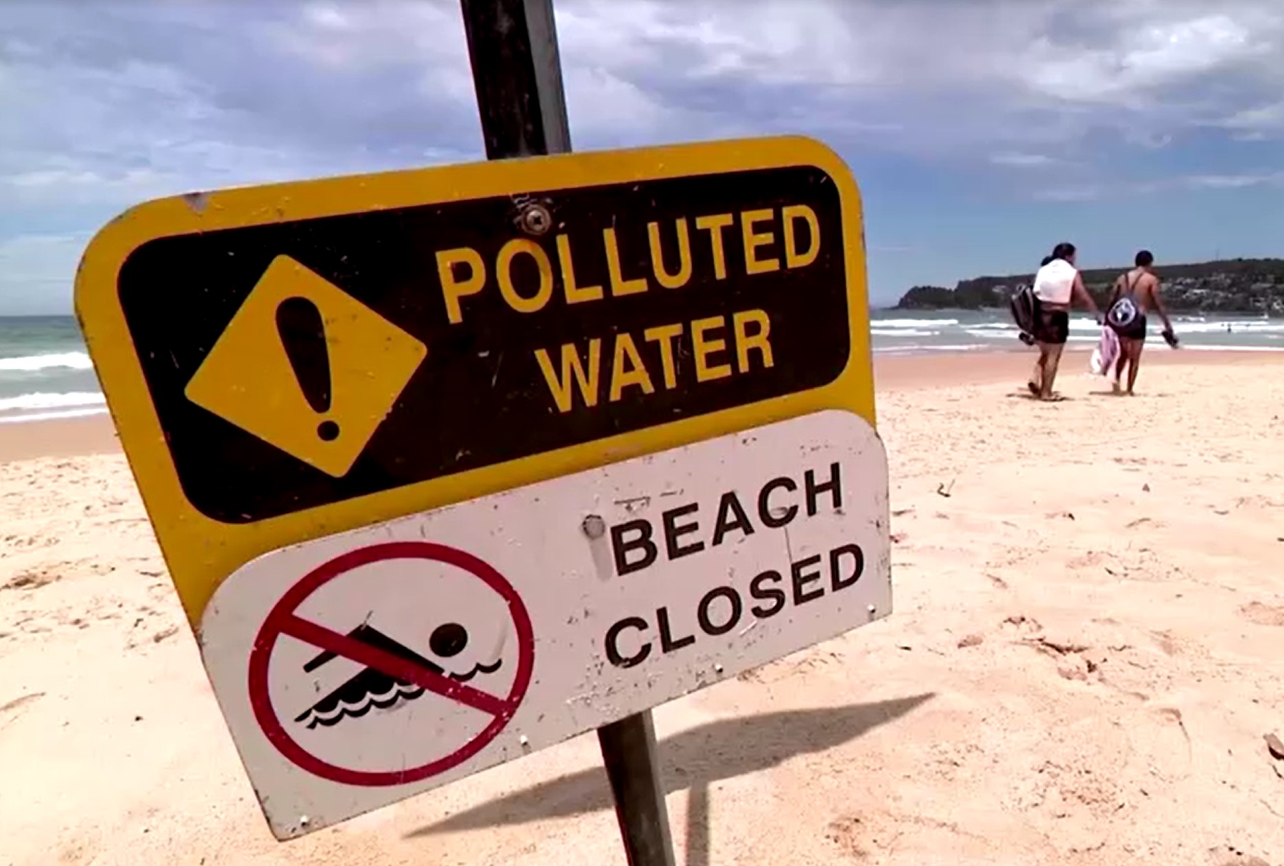 Northern Beaches, Avstralija, Sydney, onesnaženje, plaža, kroglice, znak, zaprta plaža