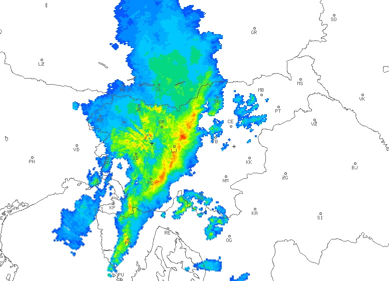 Radarska slika padavin
