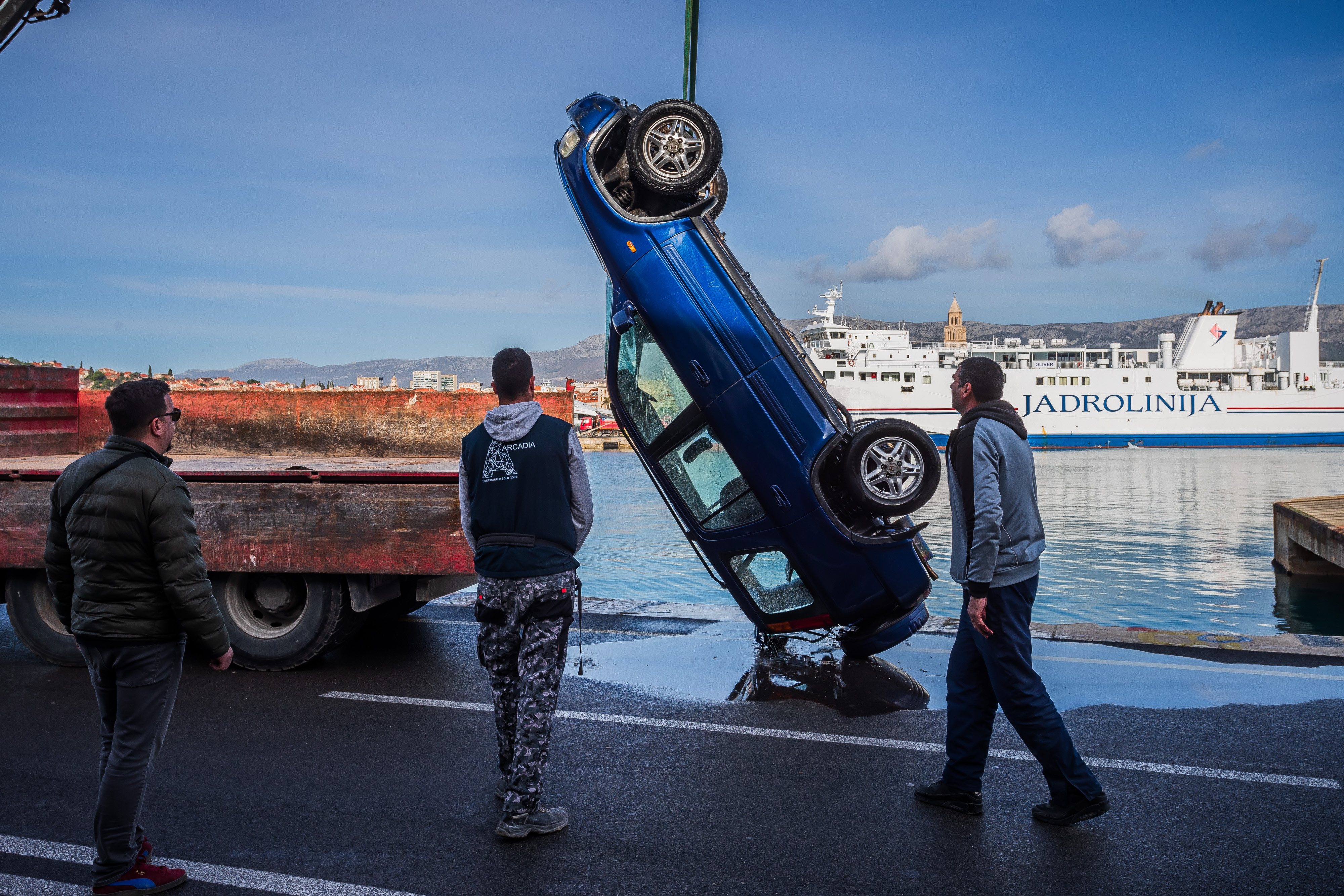 avtomobil split, nesreča, voznik, morje