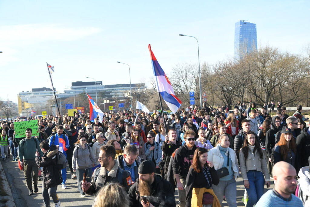 Srbija, shod, študenti, protest