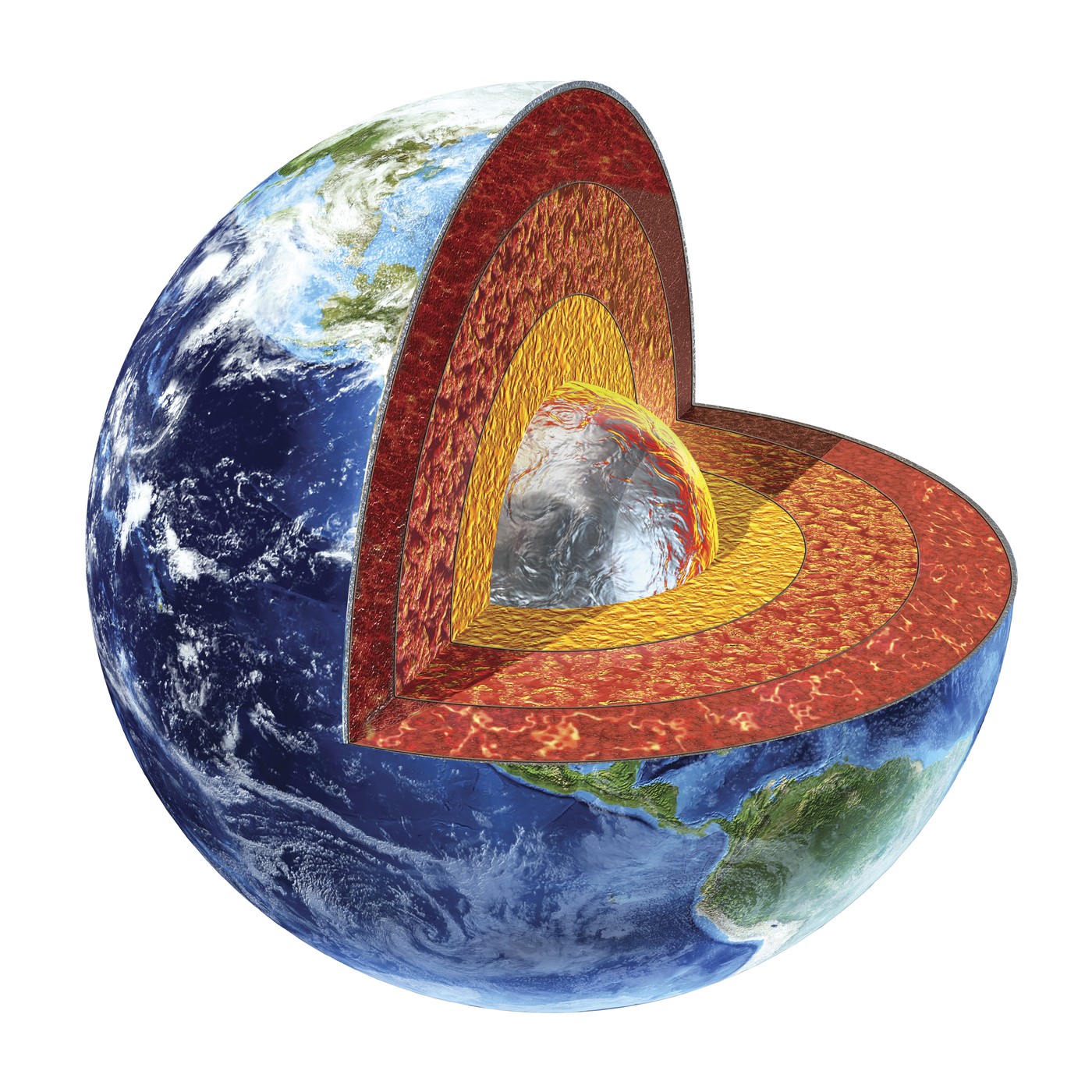 Cross section of planet Earth showing the inner core.